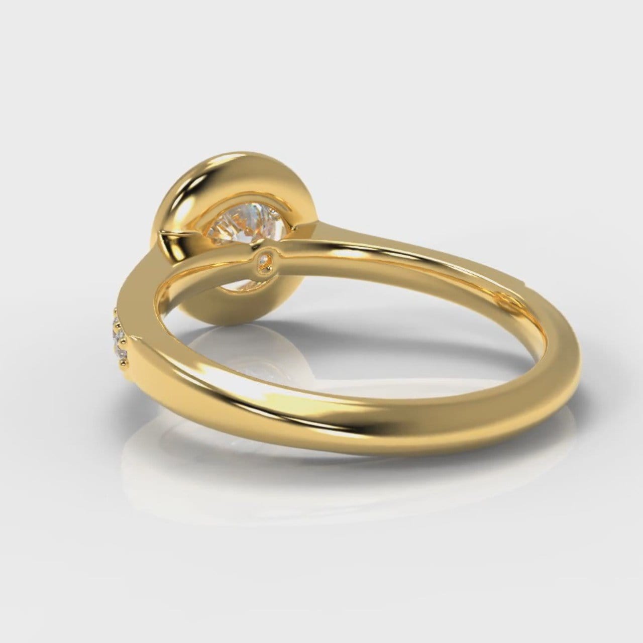 Pavé Round Brilliant Diamond Halo Engagement Ring - Yellow Gold