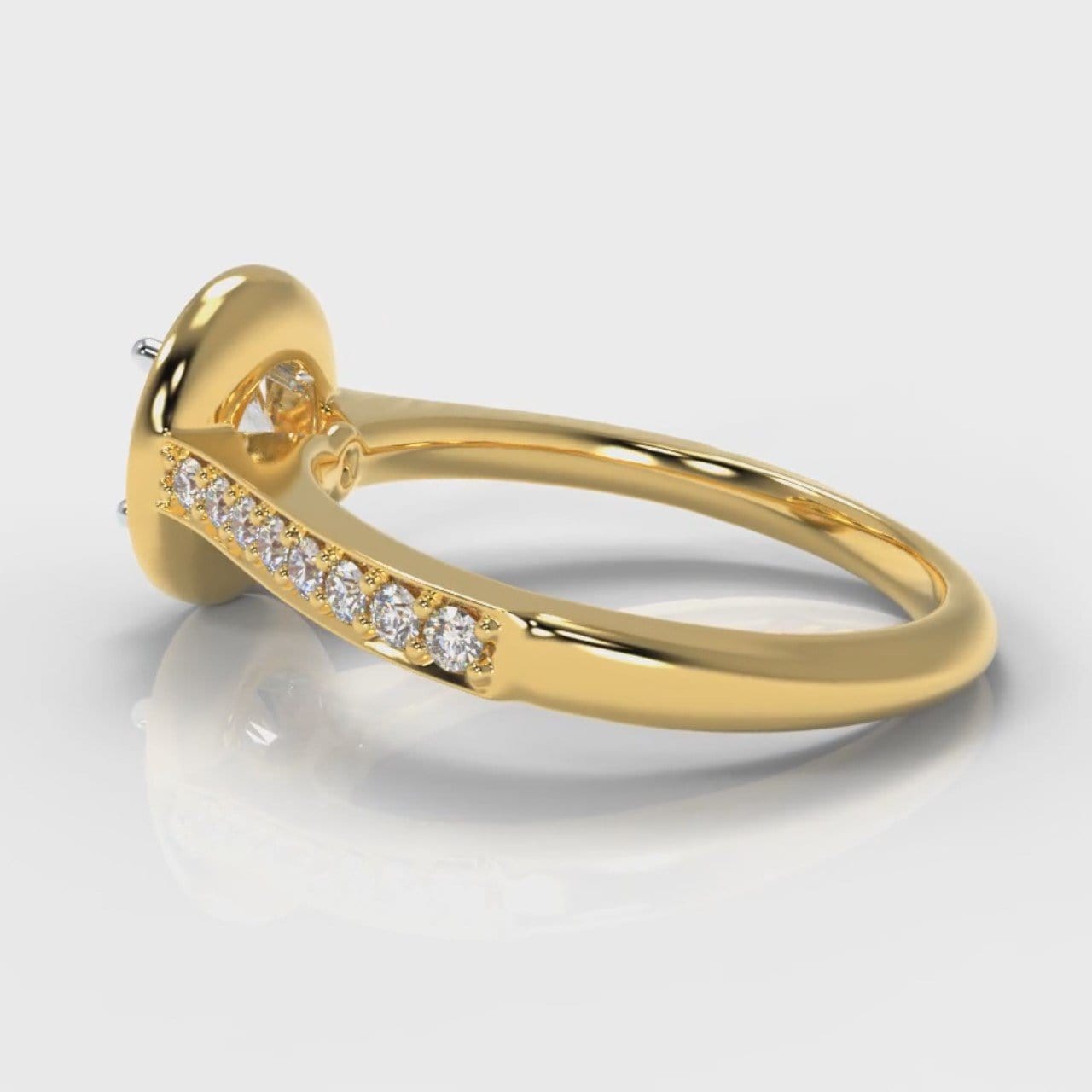 Pavé Round Brilliant Diamond Halo Engagement Ring - Yellow Gold