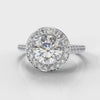 Pavé Round Brilliant Diamond Halo Engagement Ring