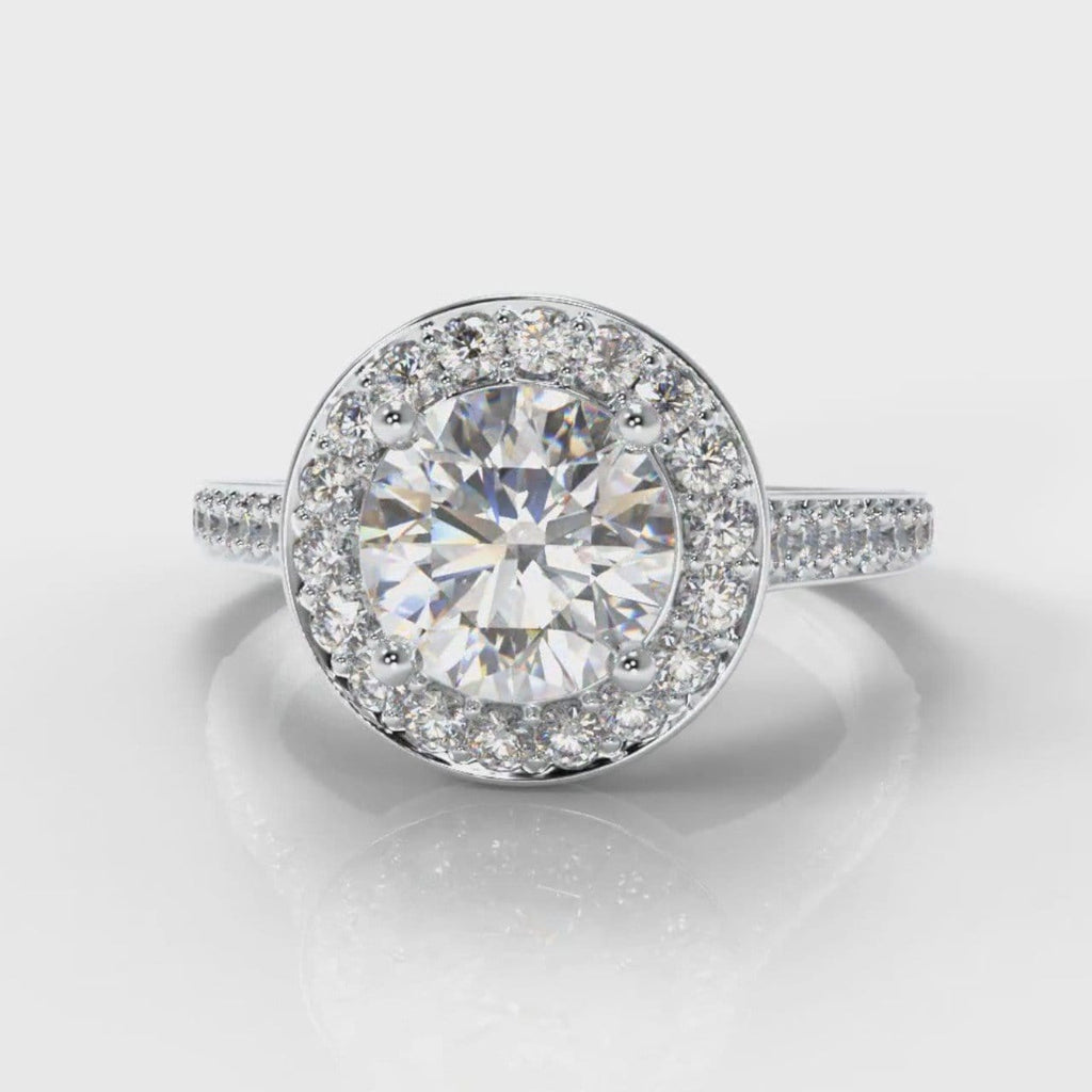 Pavé Round Brilliant Diamond Halo Engagement Ring