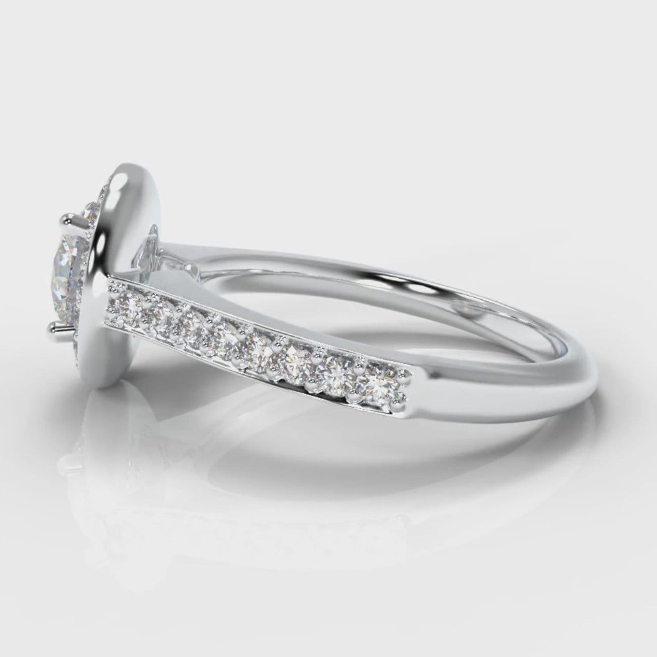 Pavé Round Brilliant Diamond Halo Engagement Ring