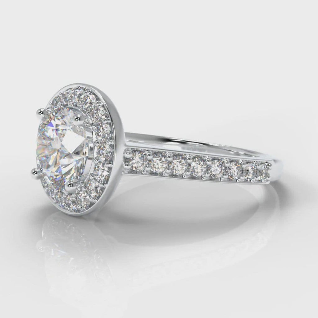 Pavé Round Brilliant Diamond Halo Engagement Ring