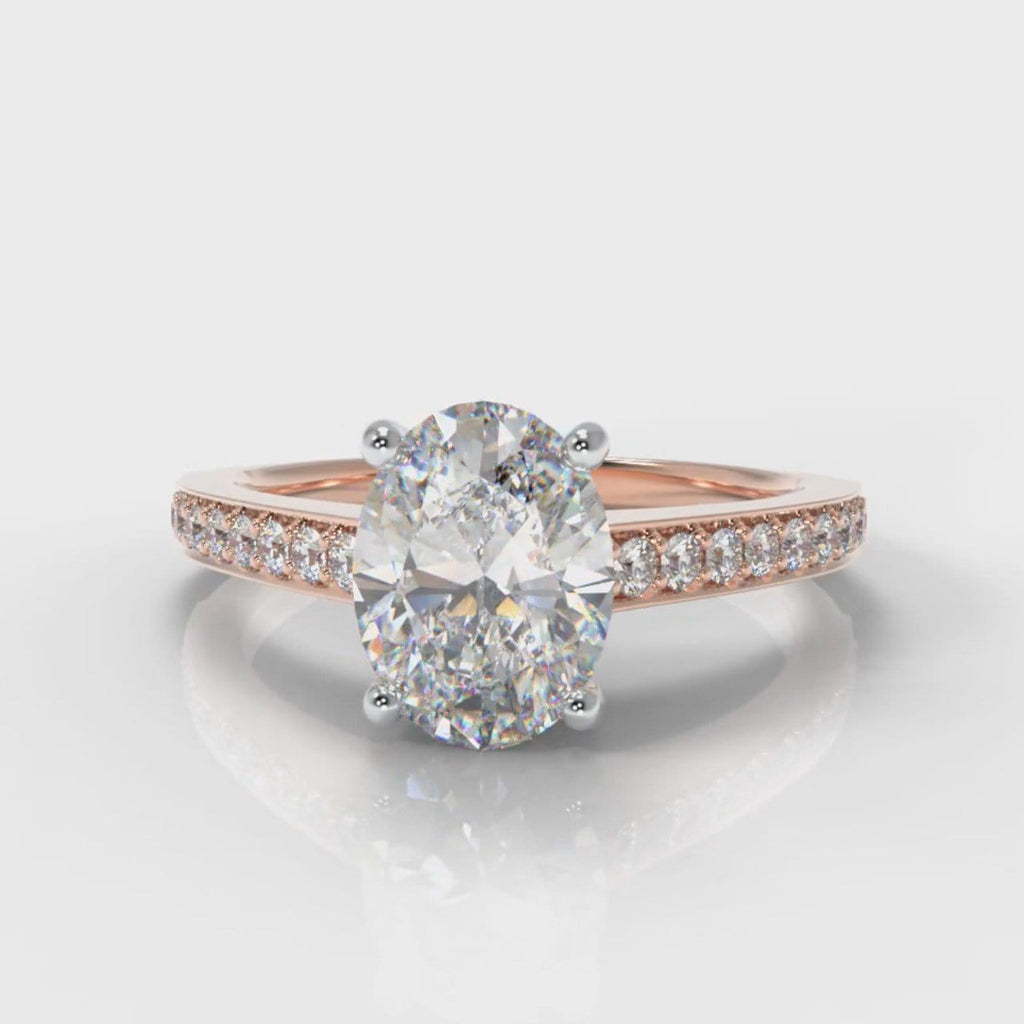 Pavé Oval Diamond Engagement Ring - Rose Gold