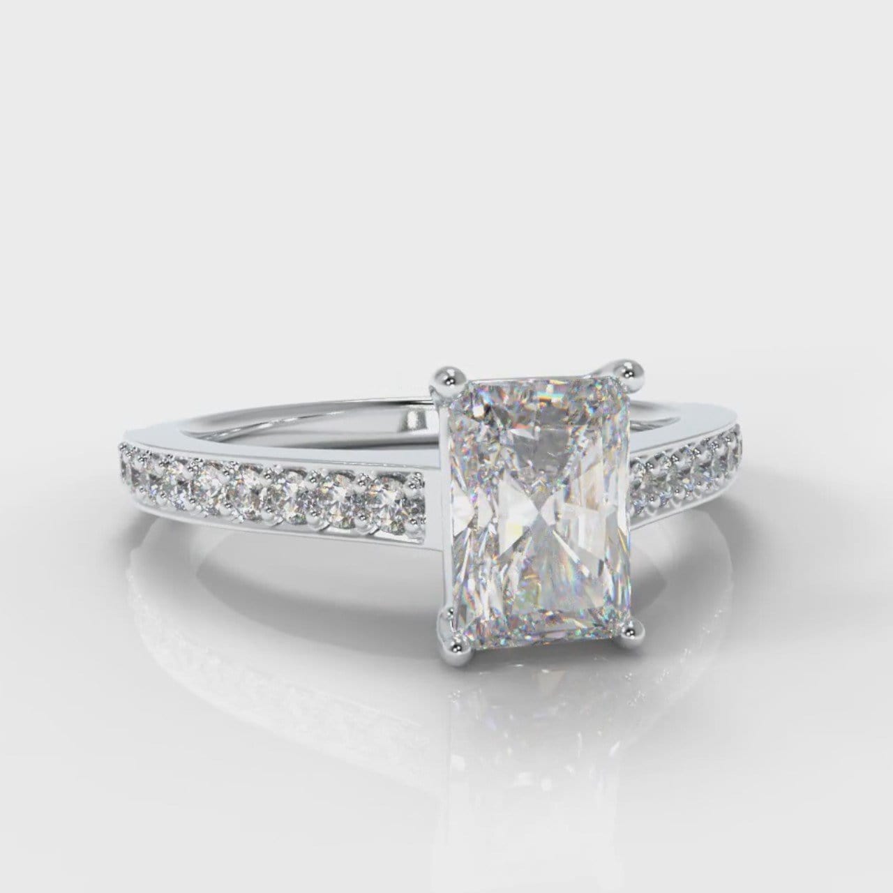 Pavé Radiant Cut Diamond Engagement Ring
