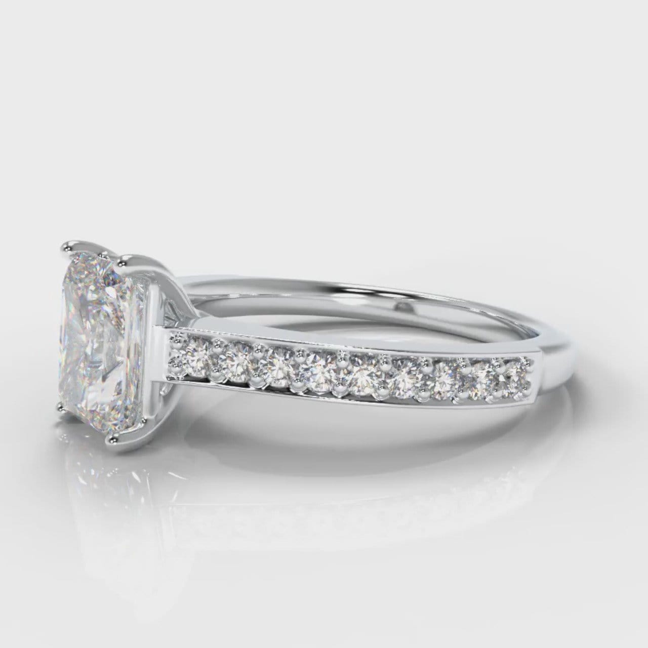 Pavé Radiant Cut Diamond Engagement Ring