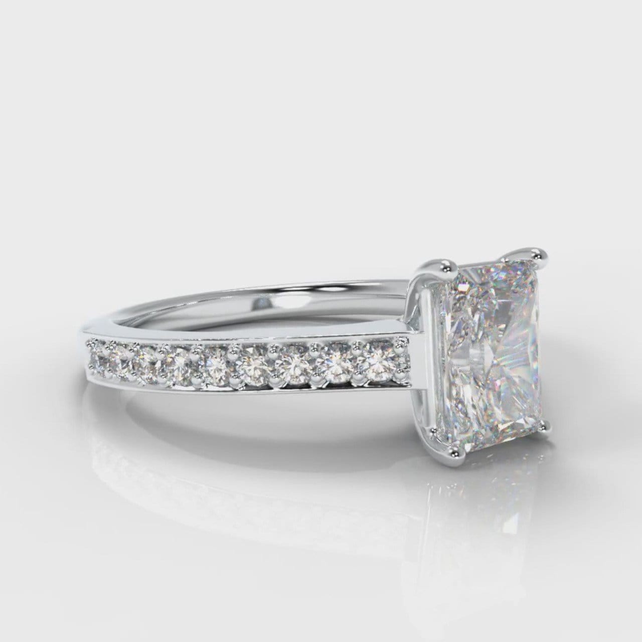 Pavé Radiant Cut Diamond Engagement Ring