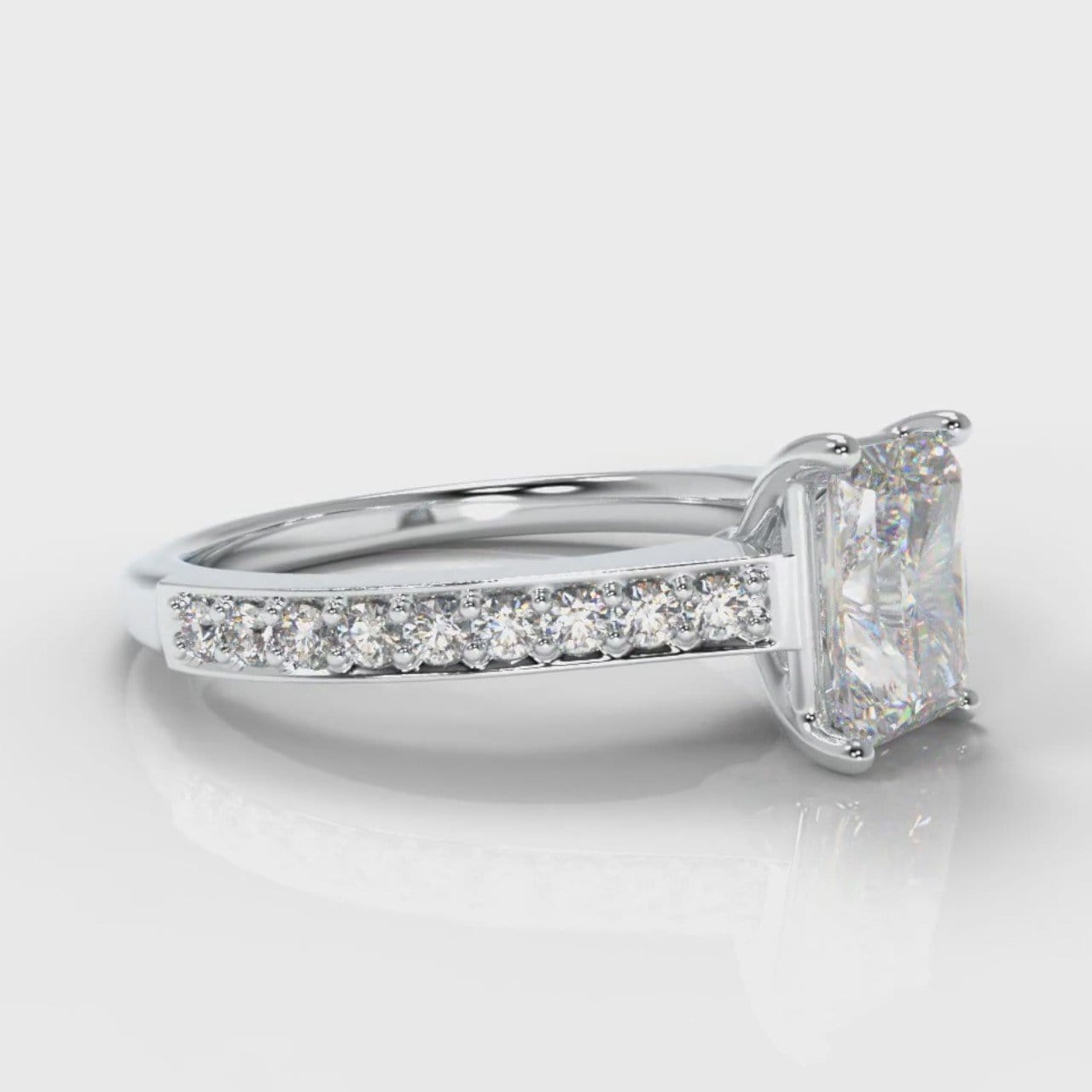 Pavé Radiant Cut Diamond Engagement Ring