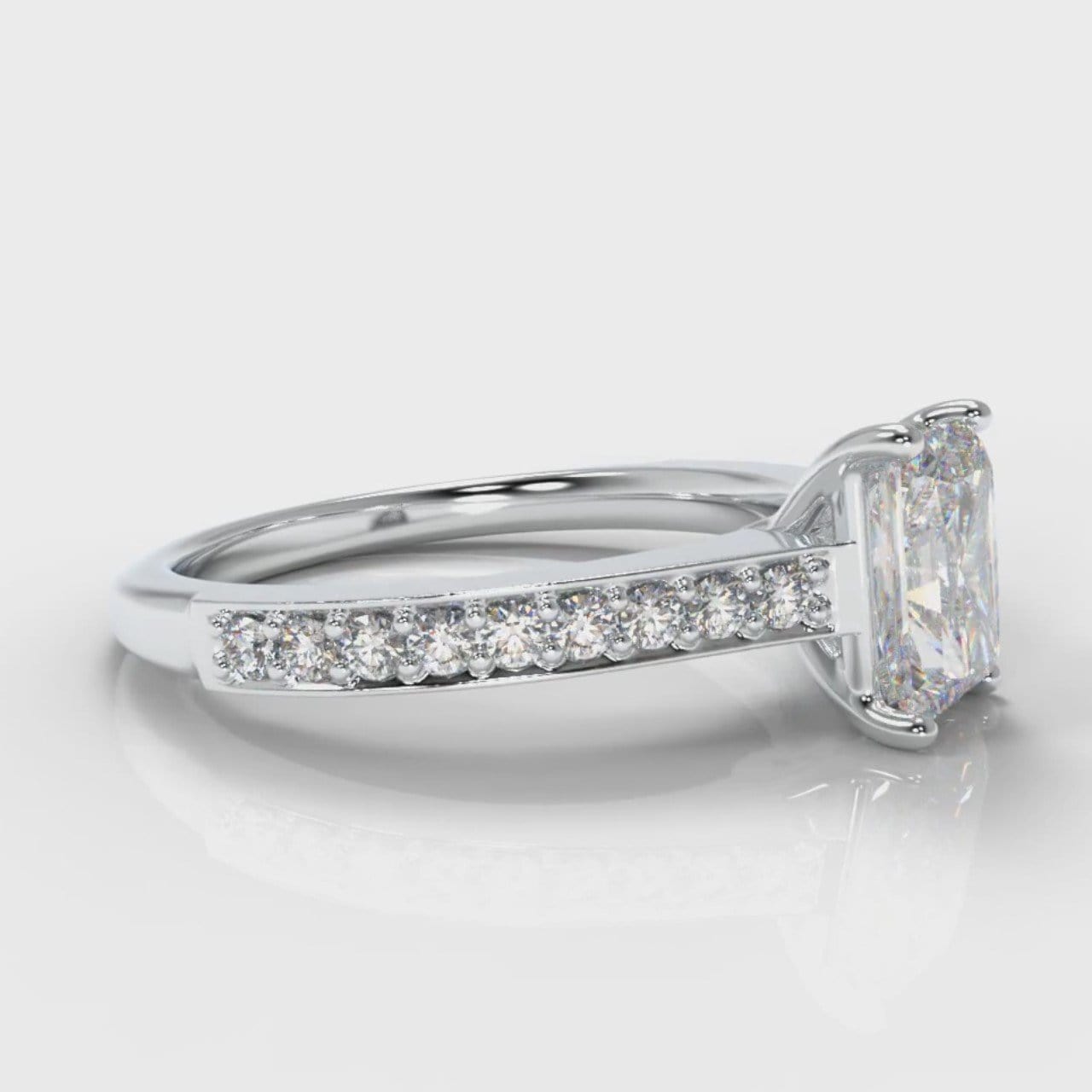 Pavé Radiant Cut Diamond Engagement Ring