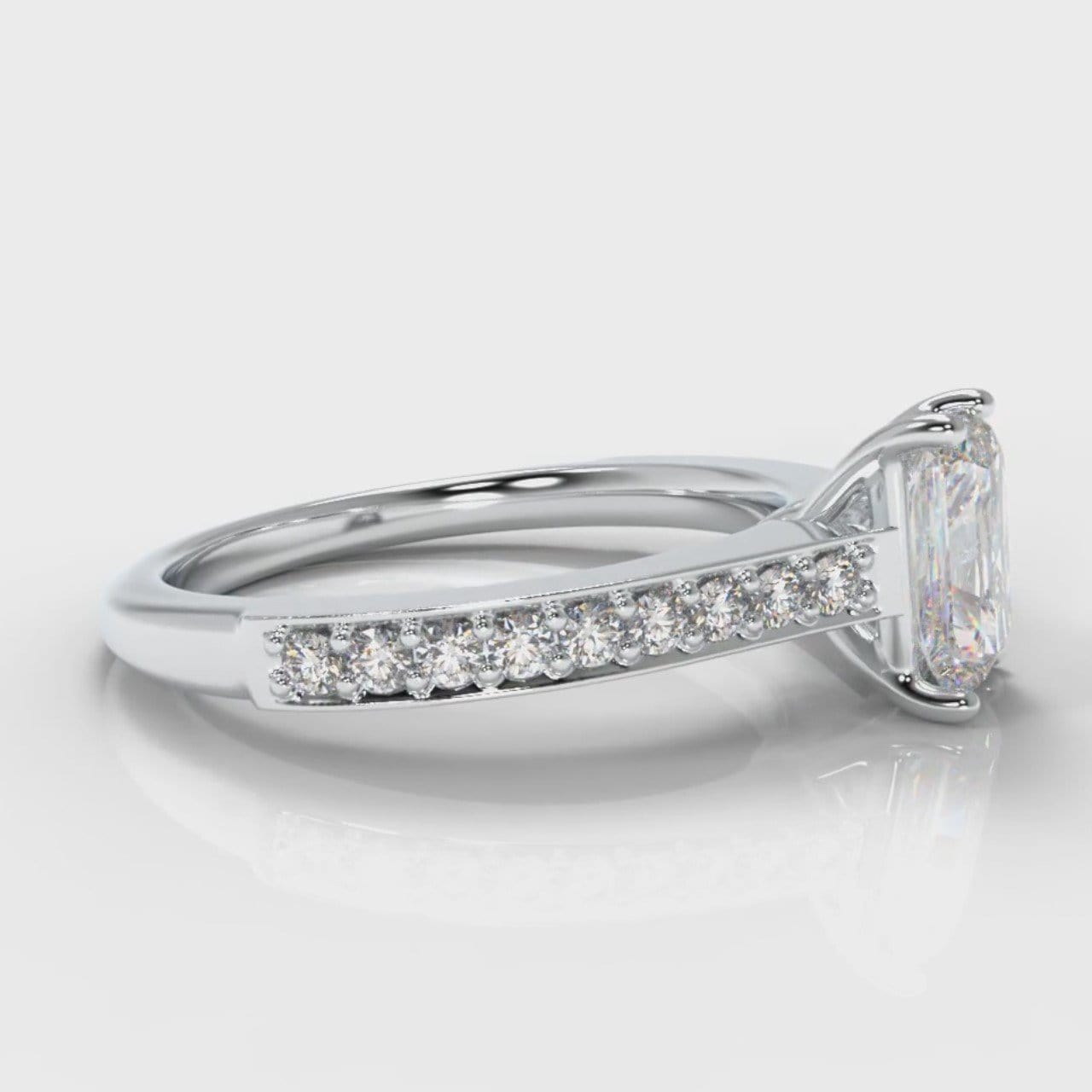 Pavé Radiant Cut Diamond Engagement Ring