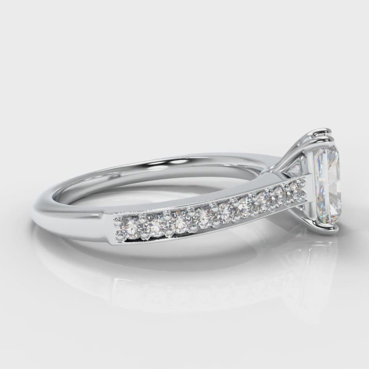 Pavé Radiant Cut Diamond Engagement Ring