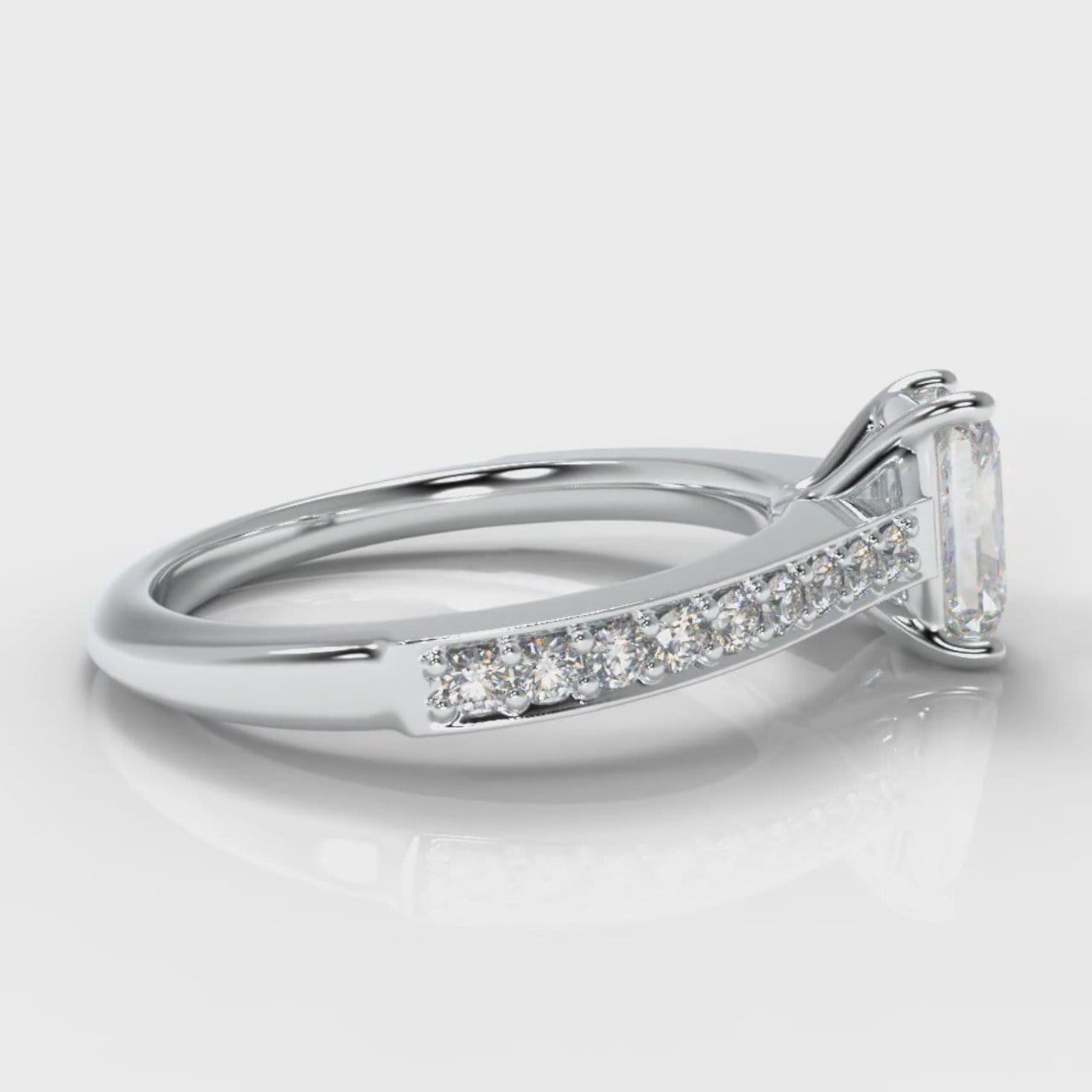 Pavé Radiant Cut Diamond Engagement Ring