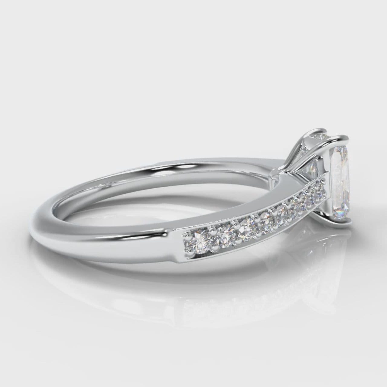 Pavé Radiant Cut Diamond Engagement Ring
