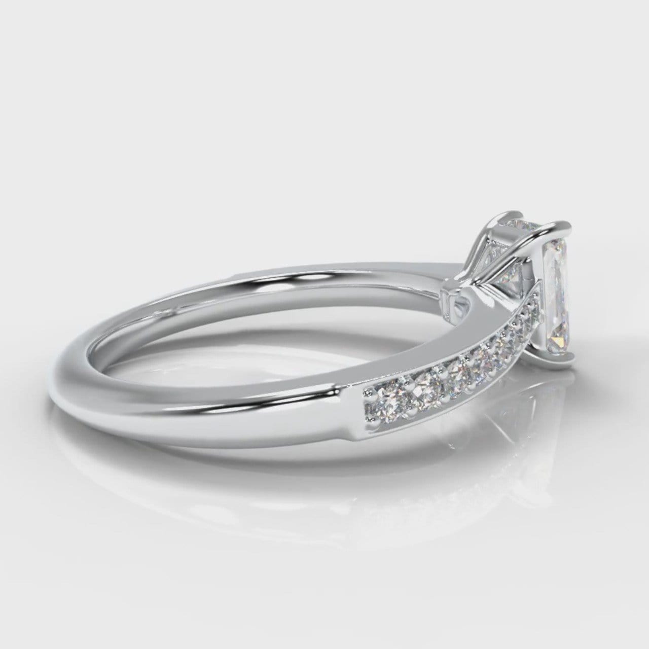 Pavé Radiant Cut Diamond Engagement Ring