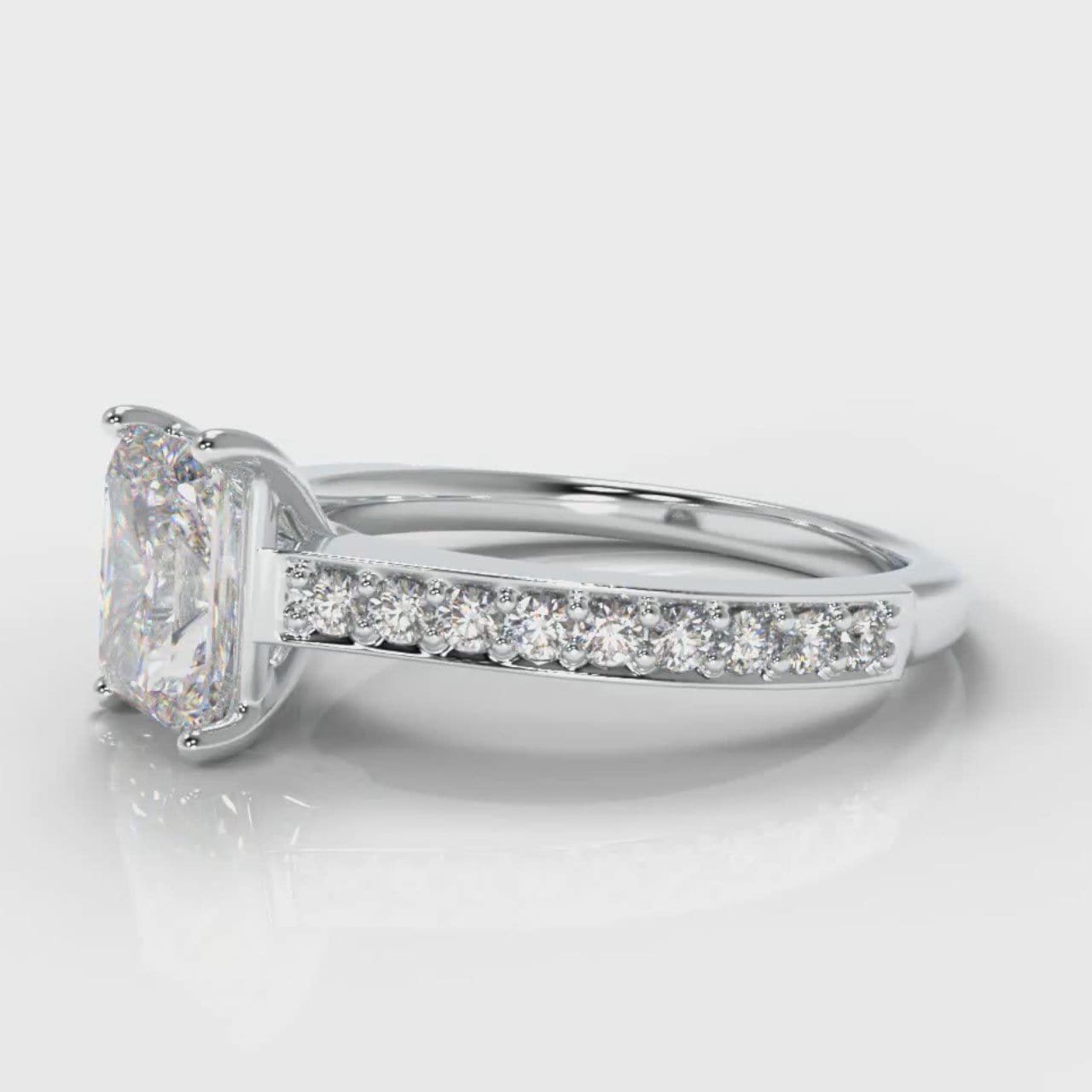 Pavé Radiant Cut Diamond Engagement Ring