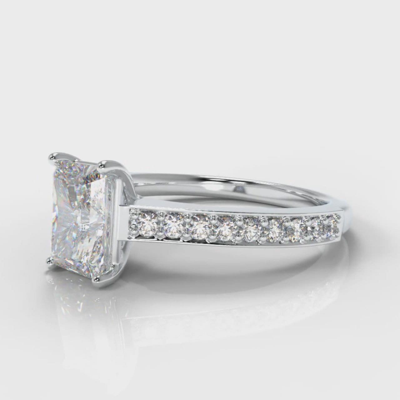 Pavé Radiant Cut Diamond Engagement Ring