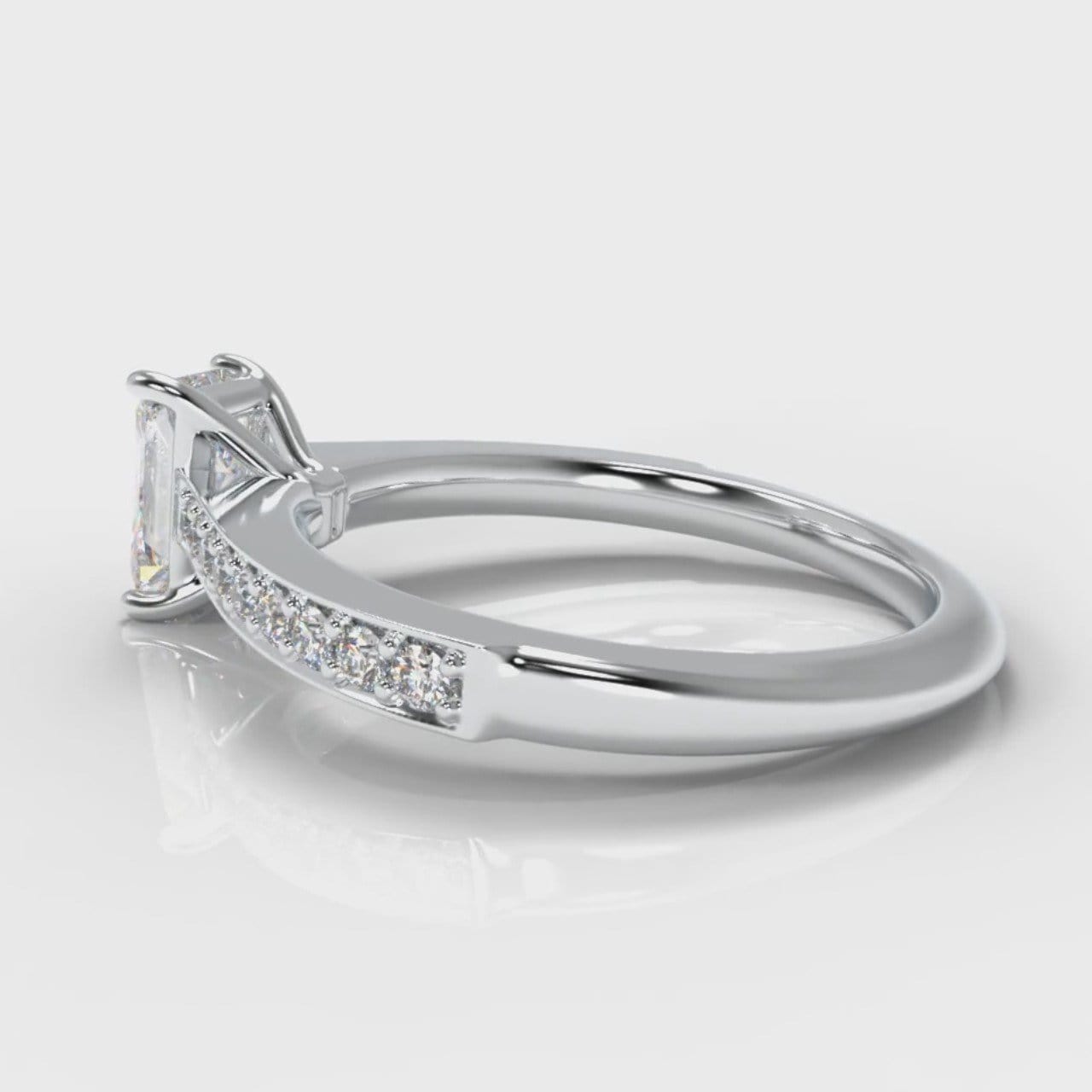 Pavé Radiant Cut Diamond Engagement Ring