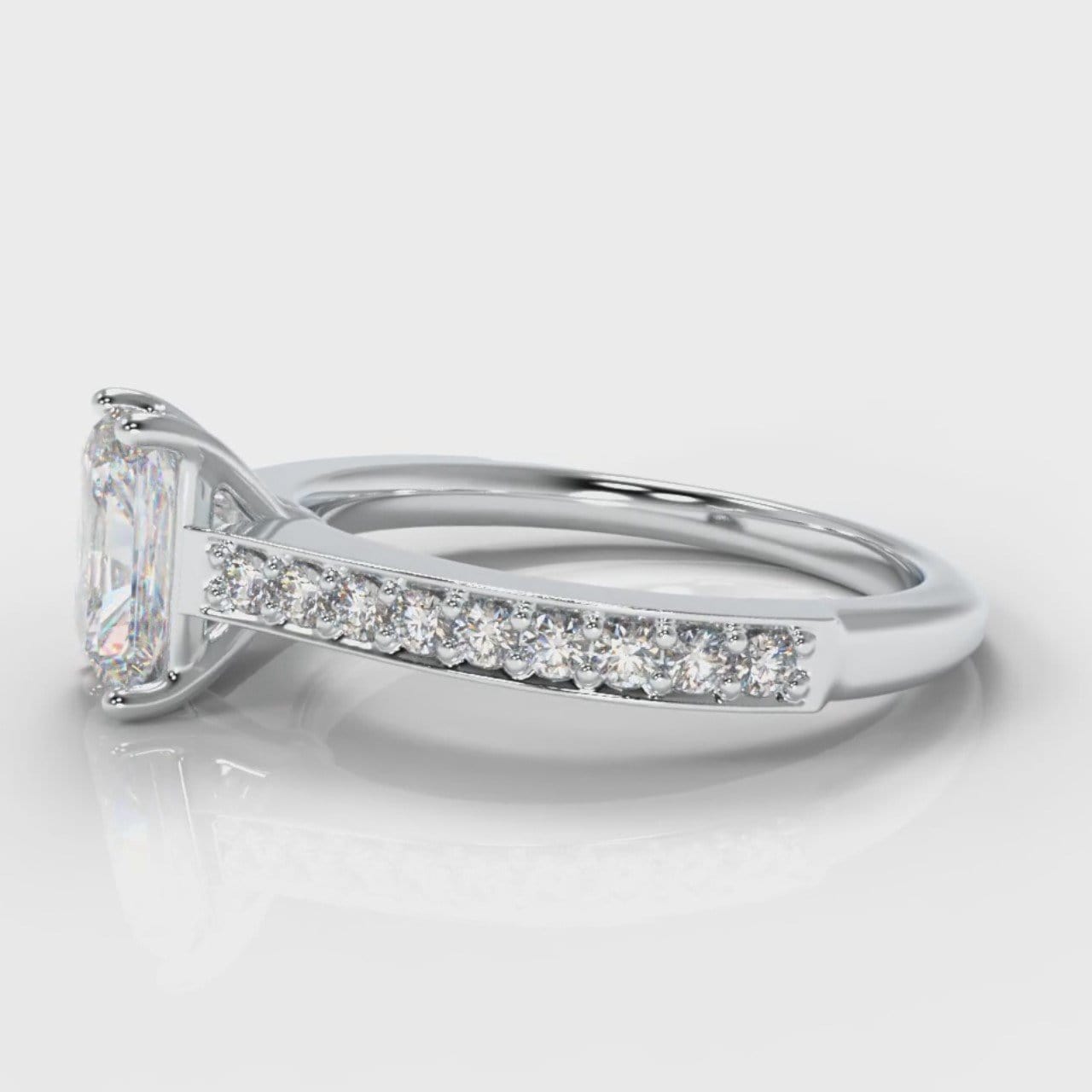Pavé Radiant Cut Diamond Engagement Ring