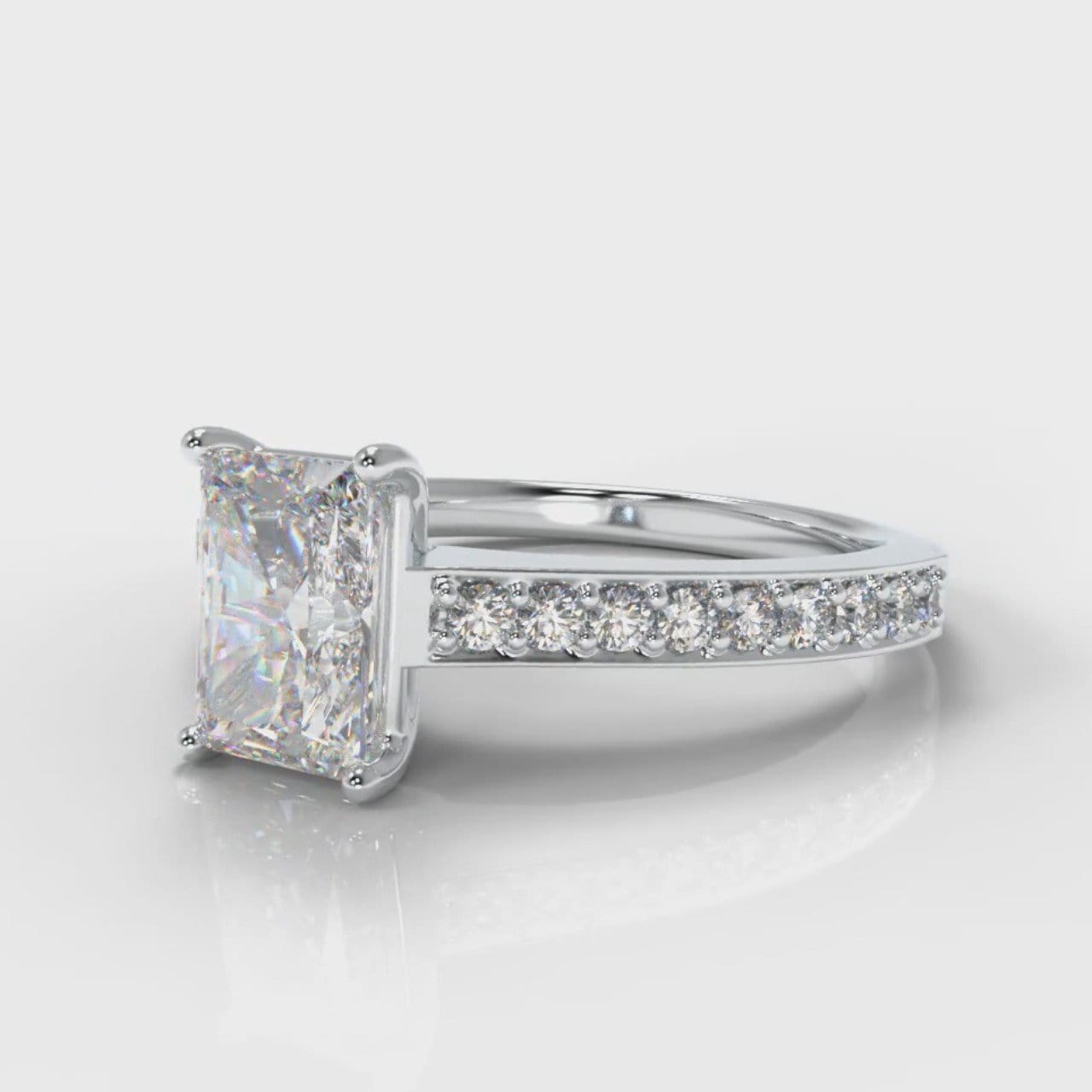 Pavé Radiant Cut Diamond Engagement Ring