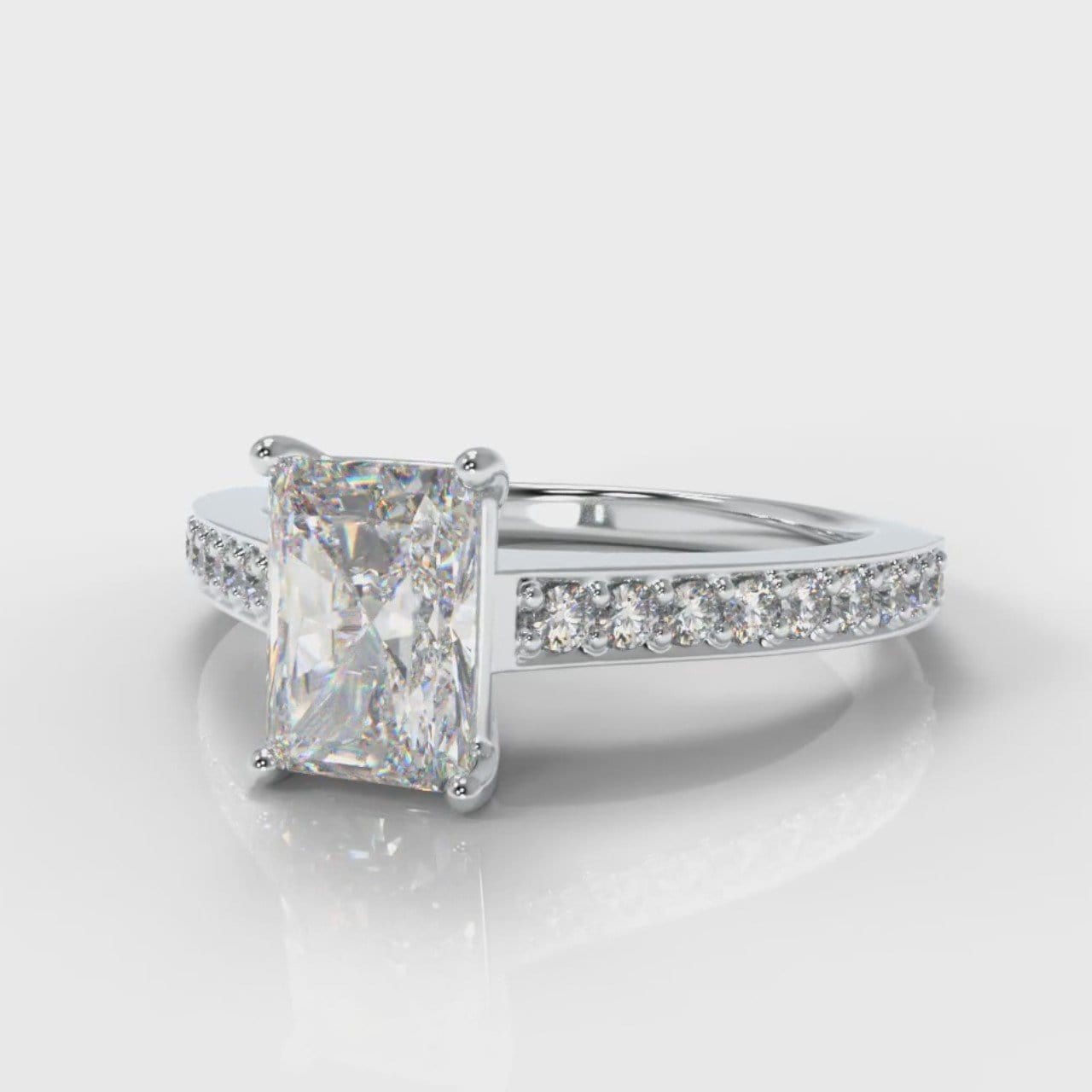 Pavé Radiant Cut Diamond Engagement Ring