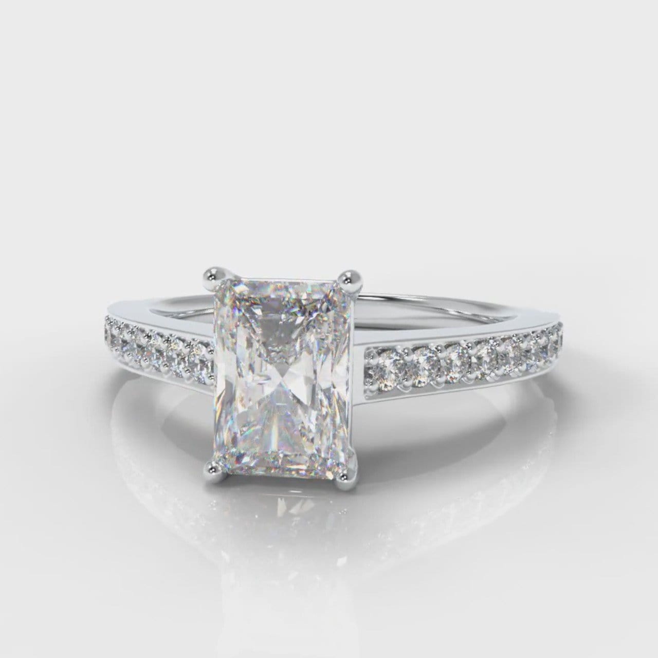 Pavé Radiant Cut Diamond Engagement Ring
