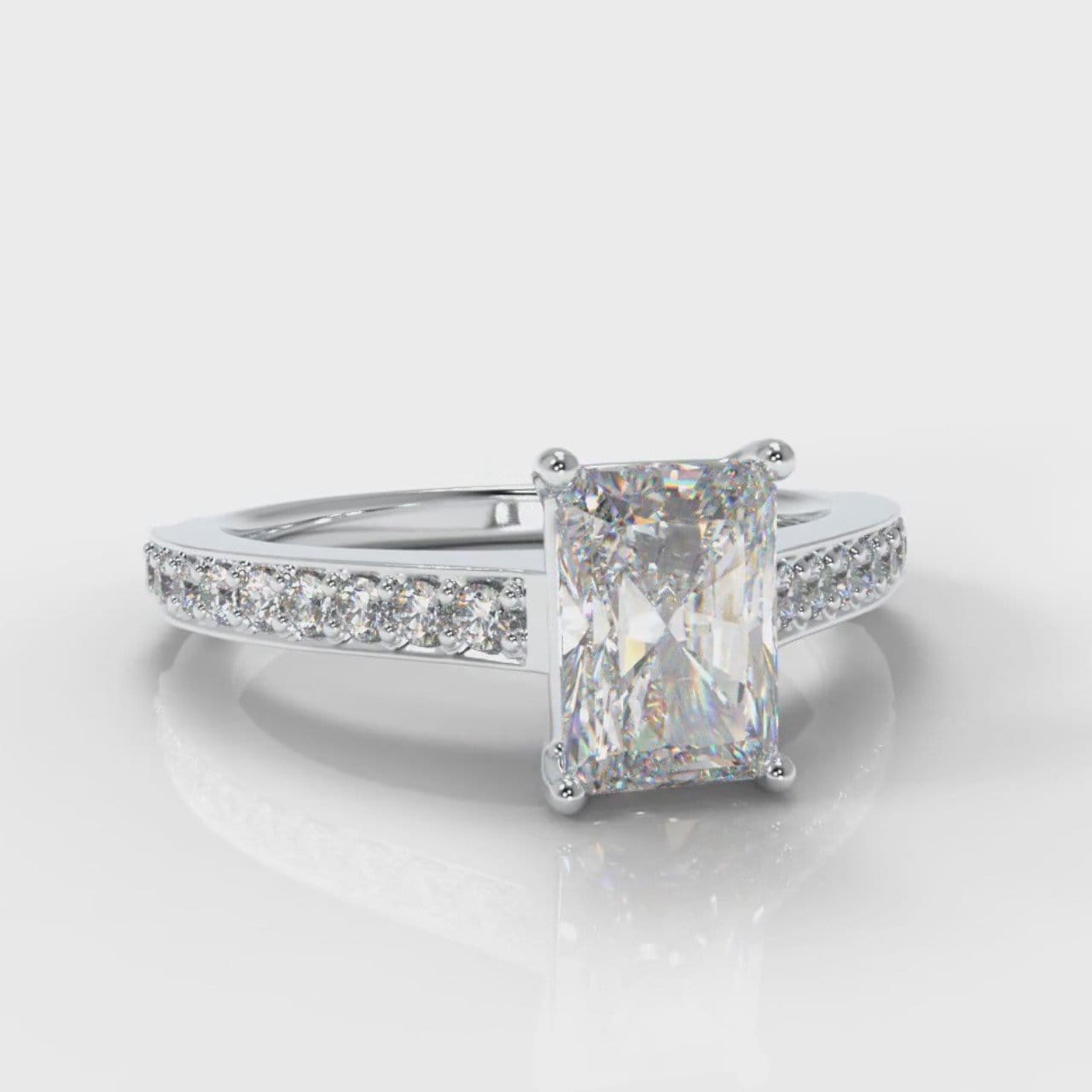 Pavé Radiant Cut Diamond Engagement Ring