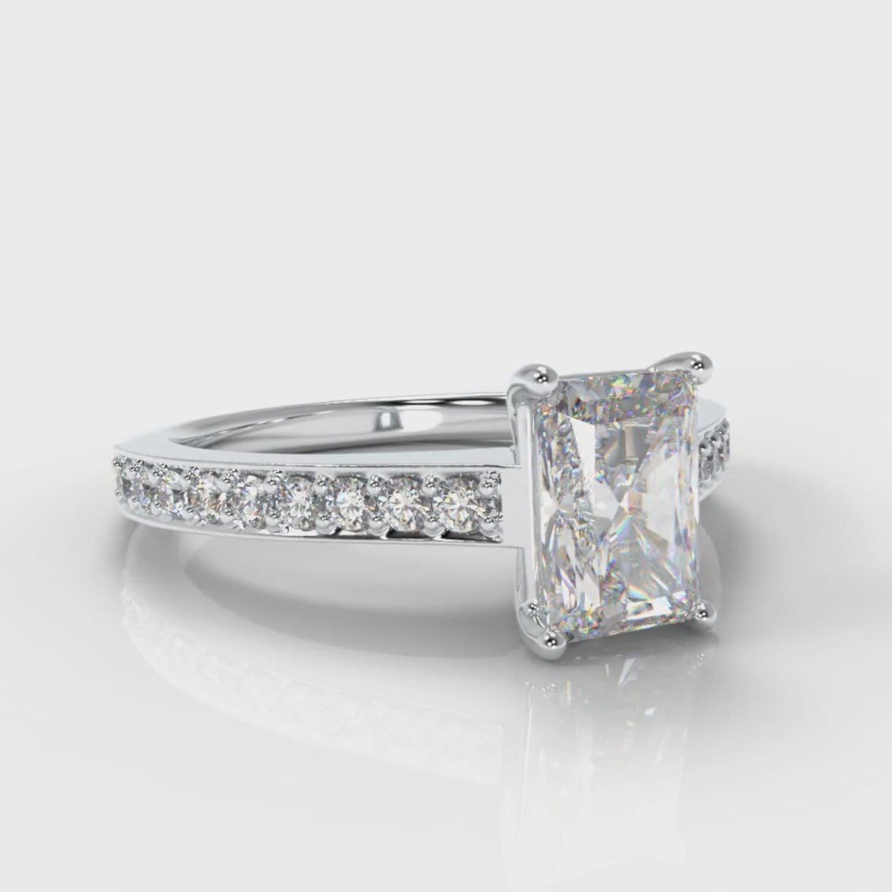 Pavé Radiant Cut Diamond Engagement Ring