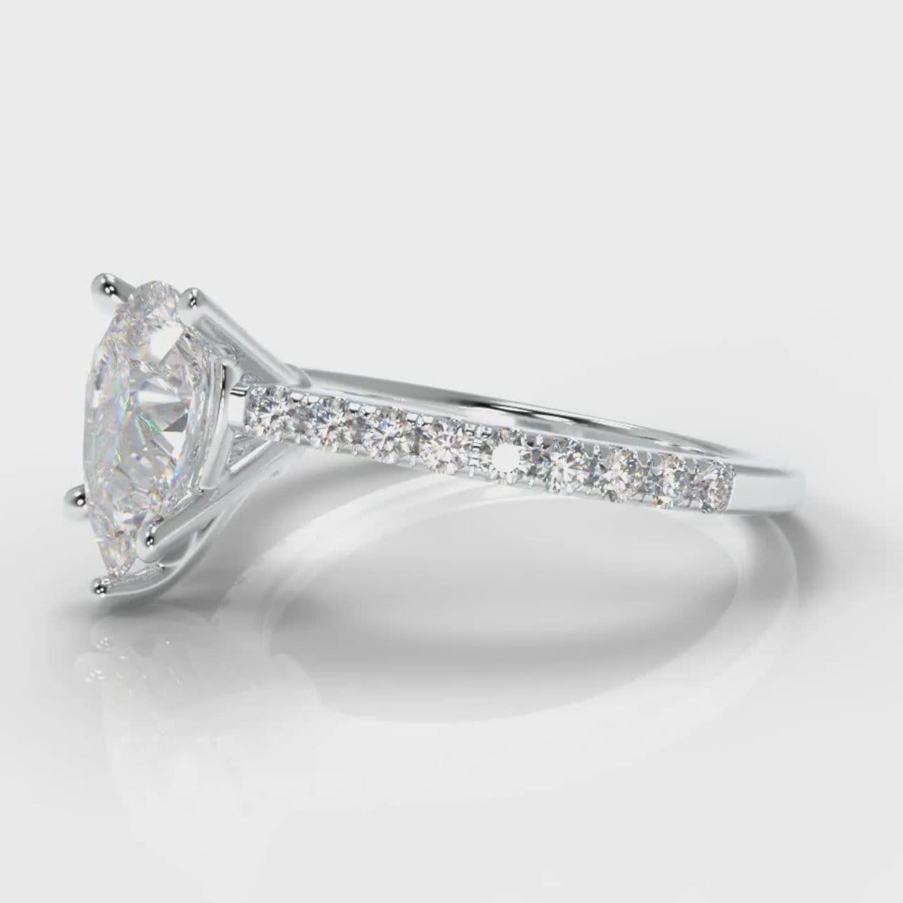 Petite Micropavé Pear Diamond Engagement Ring