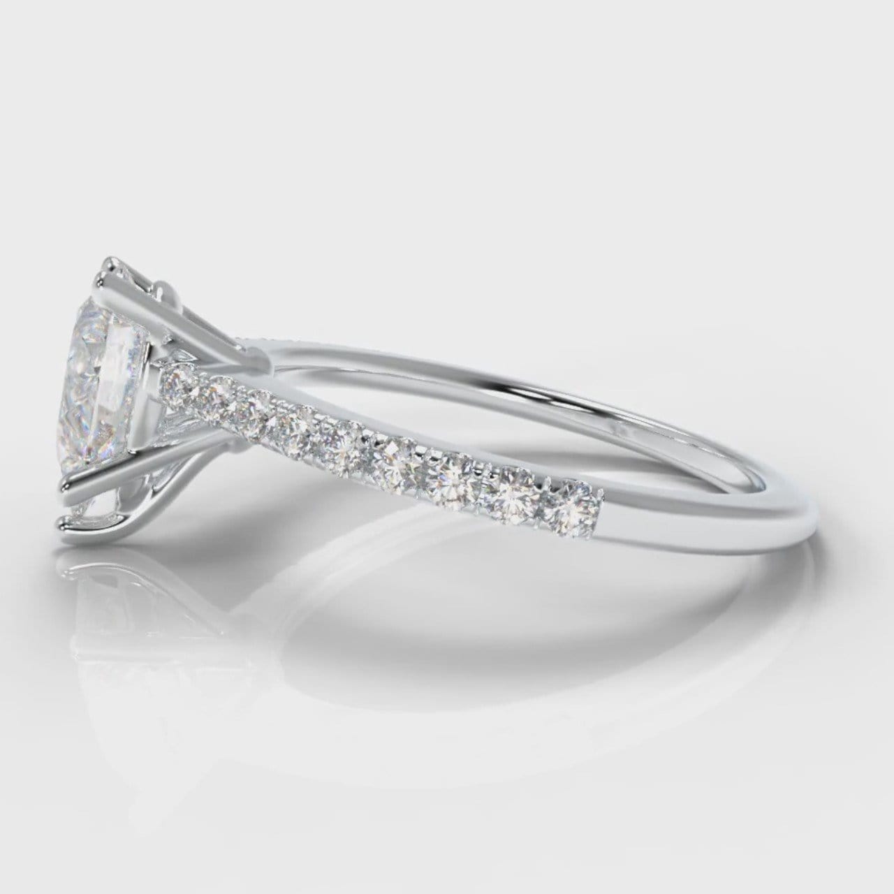Petite Micropavé Pear Diamond Engagement Ring