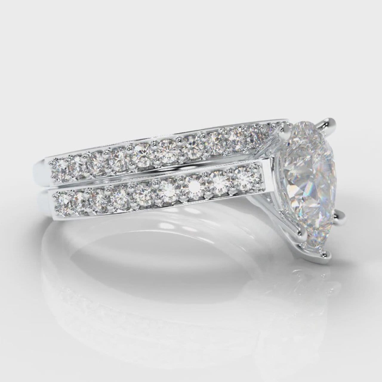 Pavé Pear Diamond Bridal Set