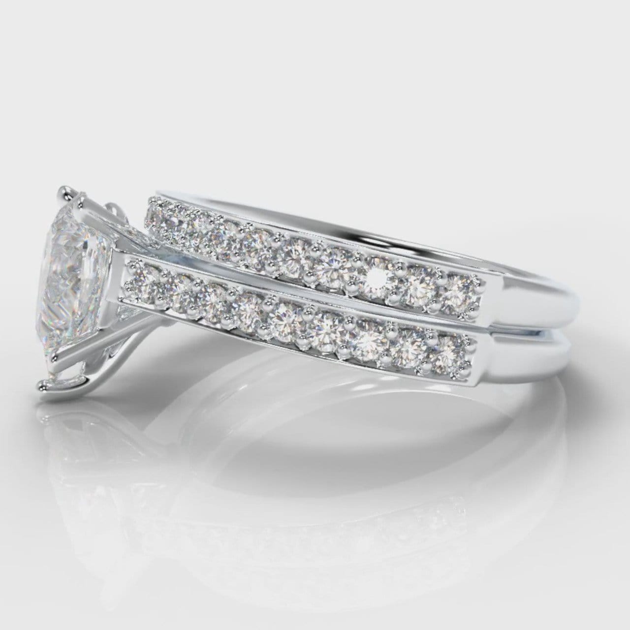 Pavé Pear Diamond Bridal Set