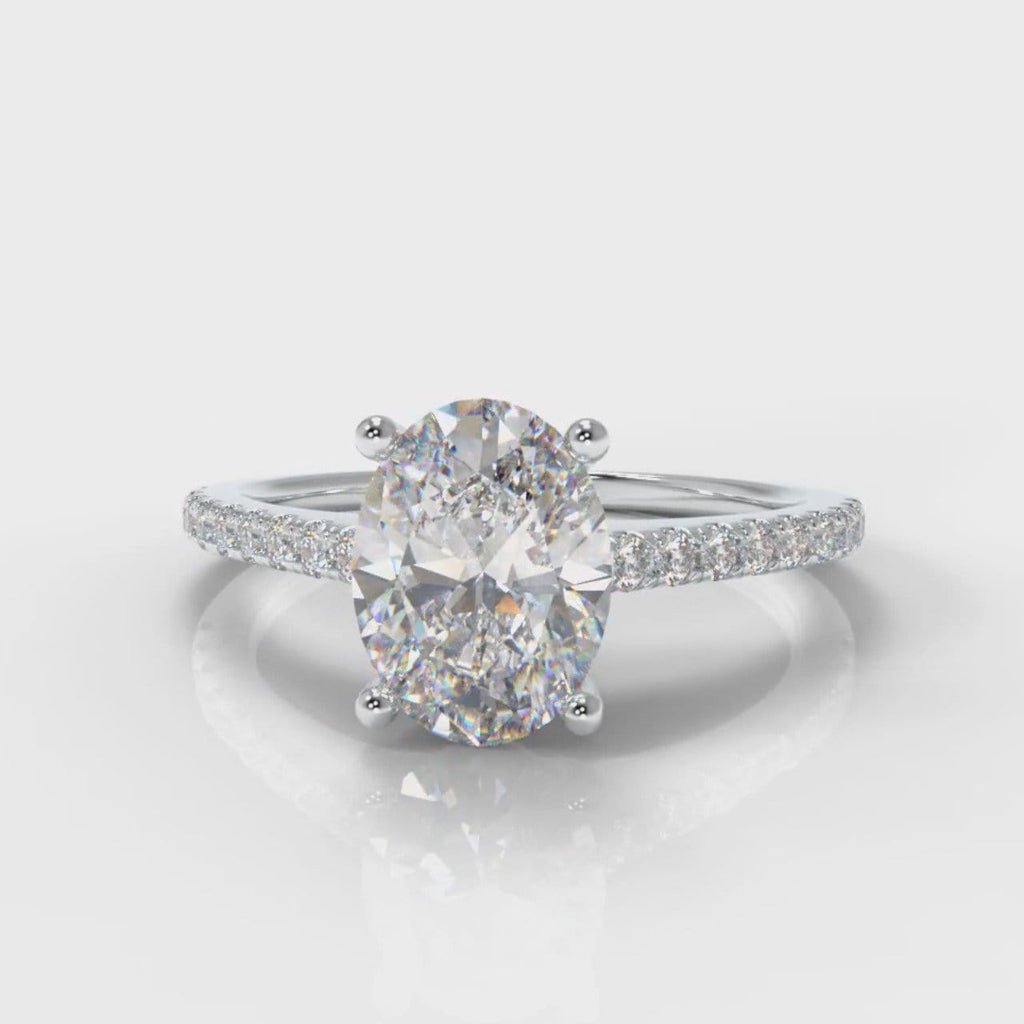 Petite Micropavé Oval Diamond Engagement Ring