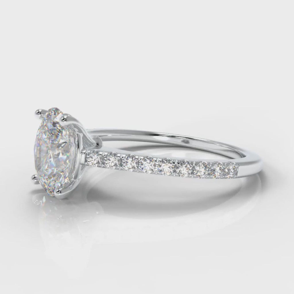 Petite Micropavé Oval Diamond Engagement Ring