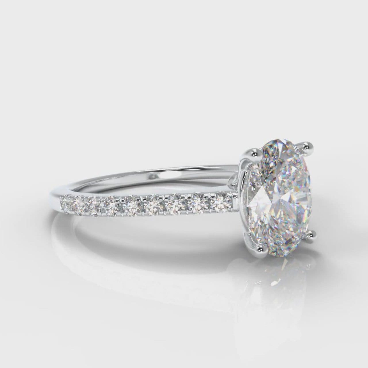 Petite Micropavé Oval Diamond Engagement Ring