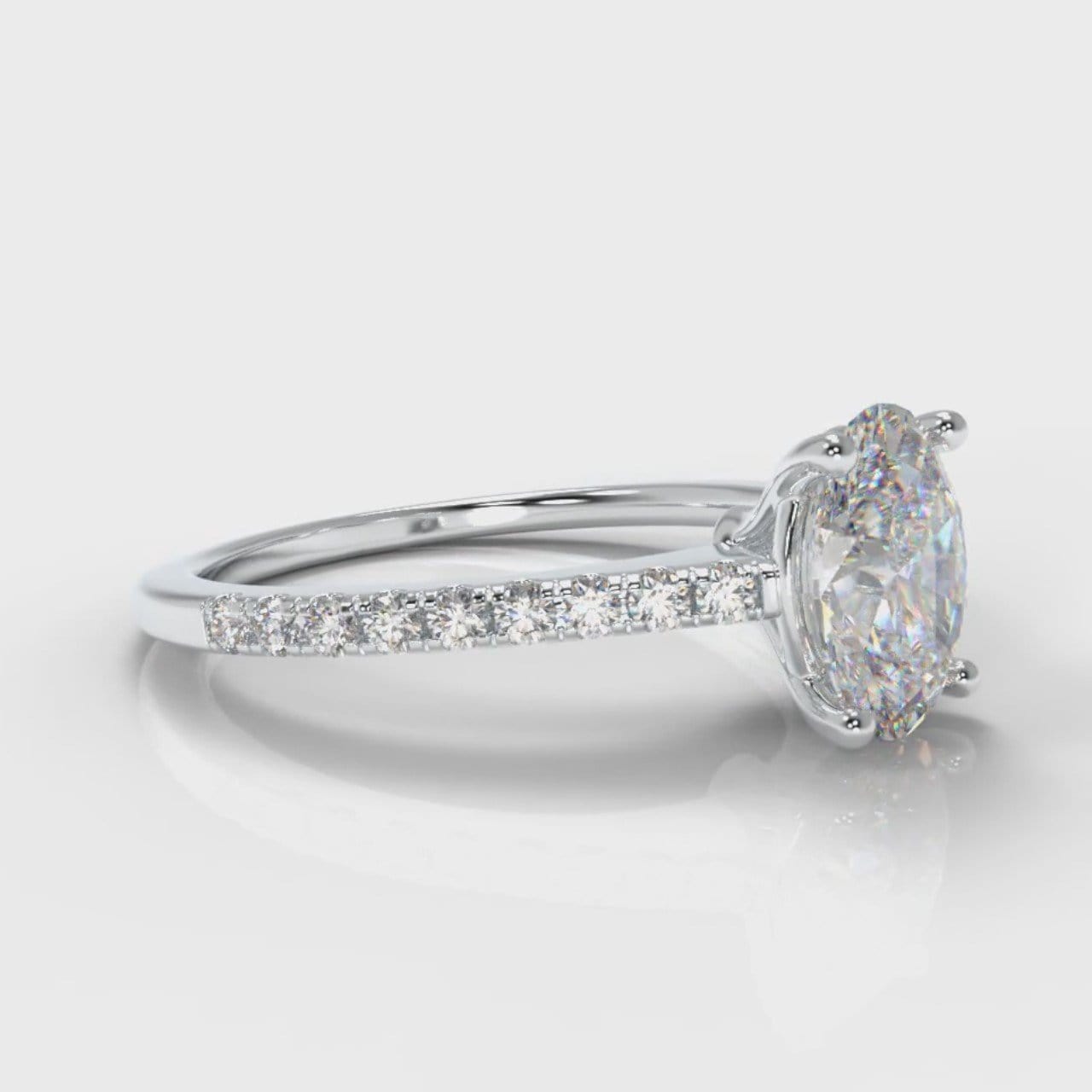 Petite Micropavé Oval Diamond Engagement Ring