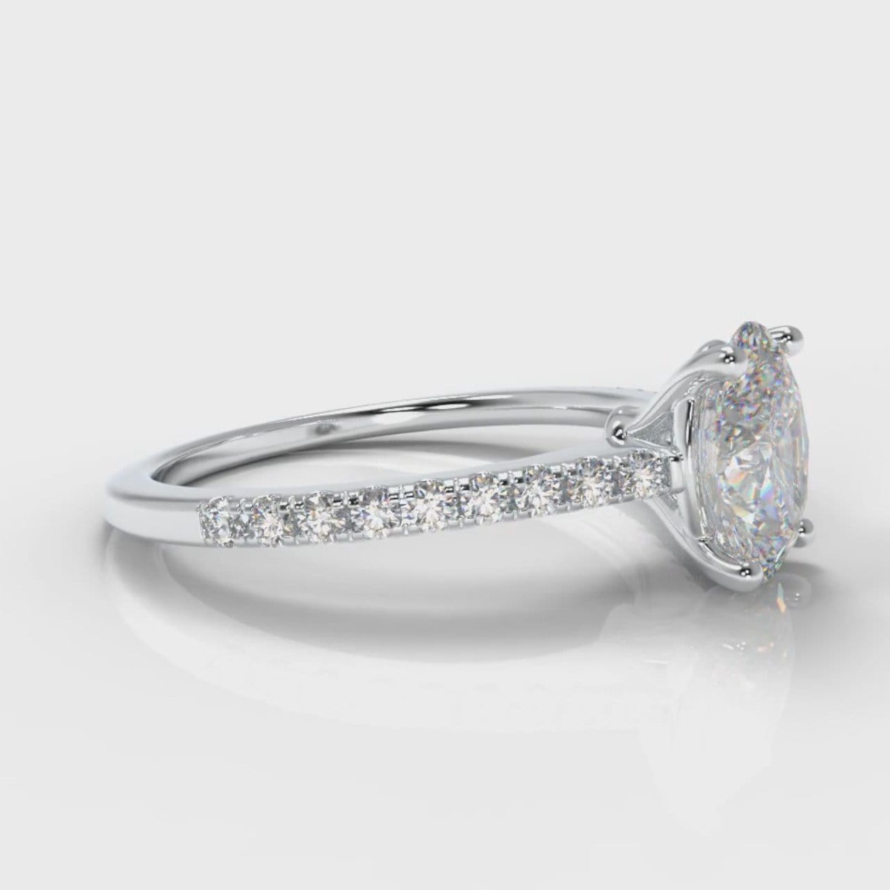 Petite Micropavé Oval Diamond Engagement Ring