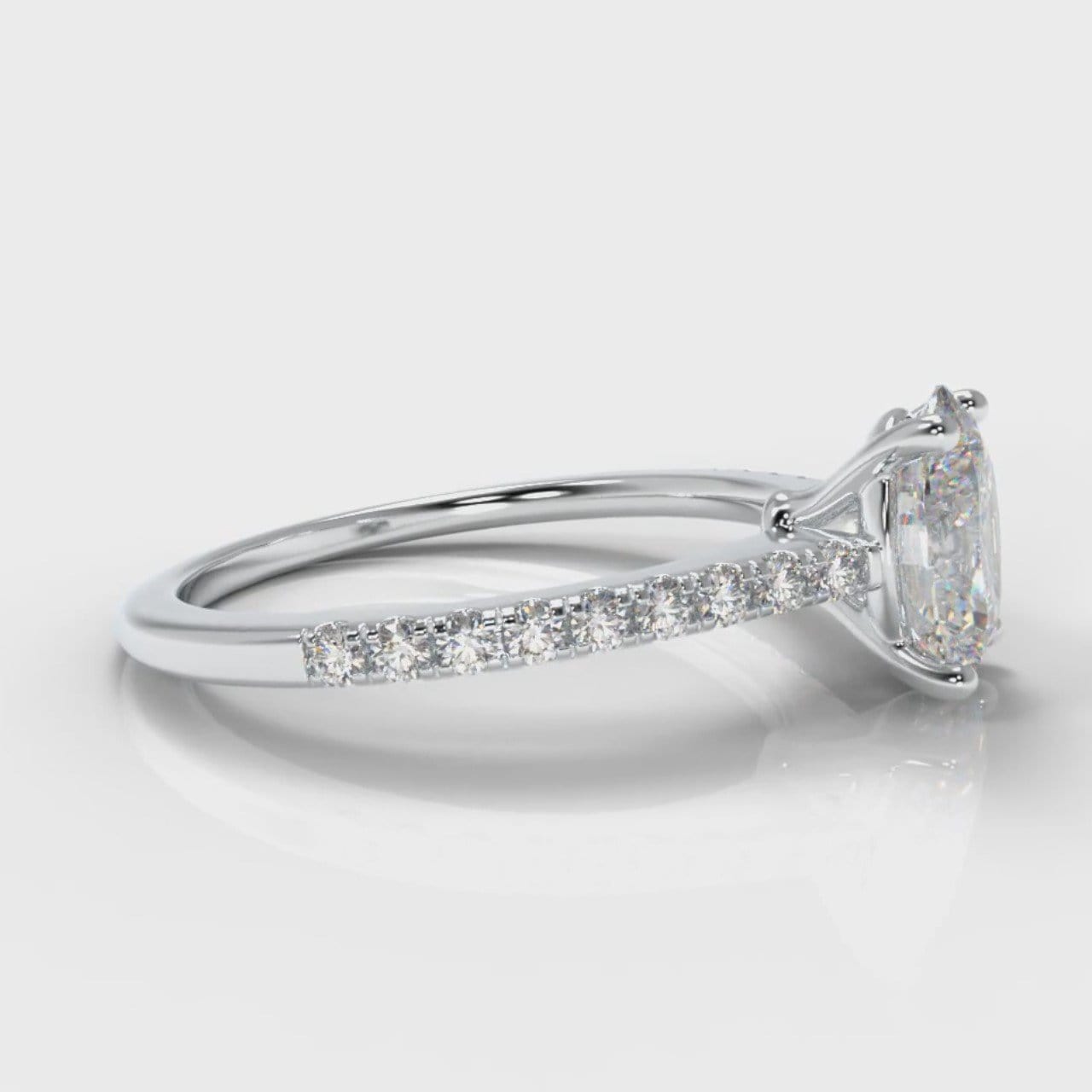 Petite Micropavé Oval Diamond Engagement Ring