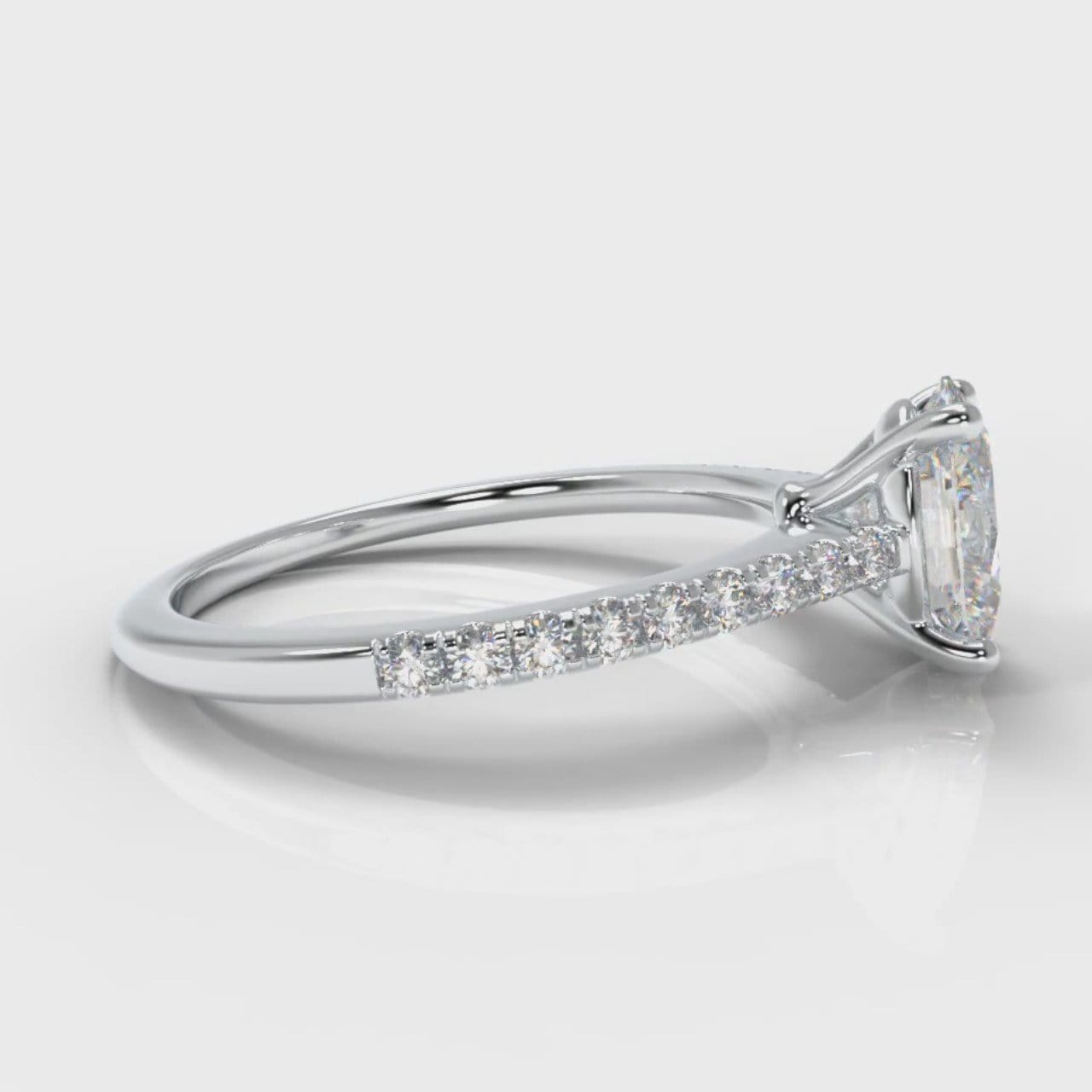 Petite Micropavé Oval Diamond Engagement Ring