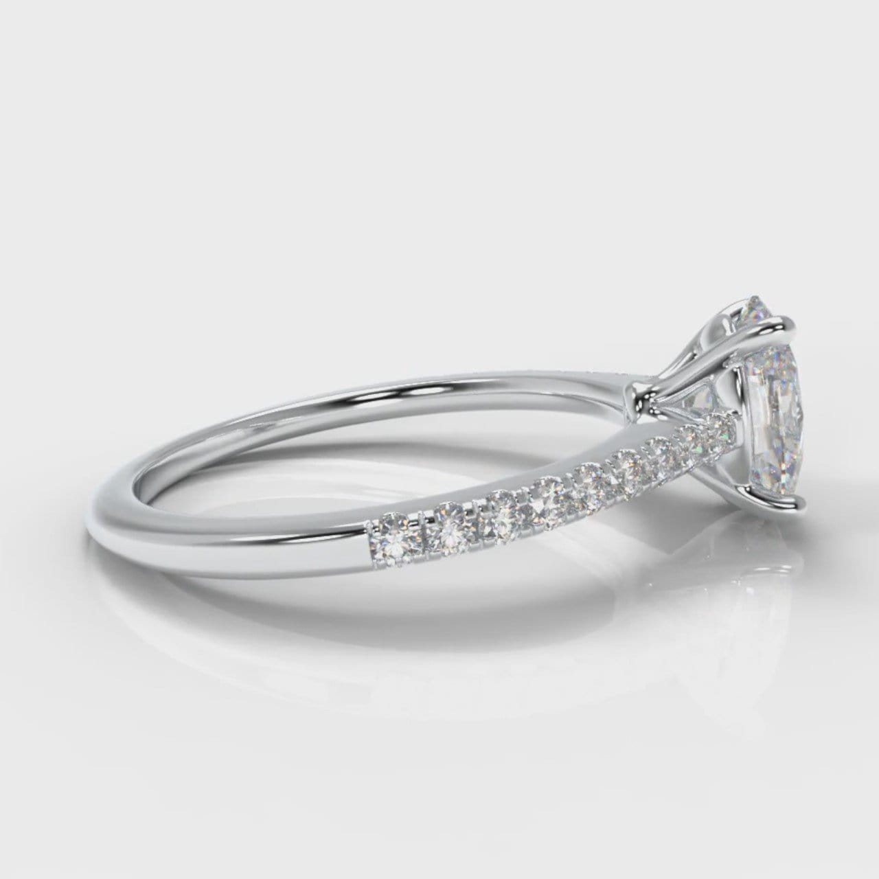 Petite Micropavé Oval Diamond Engagement Ring