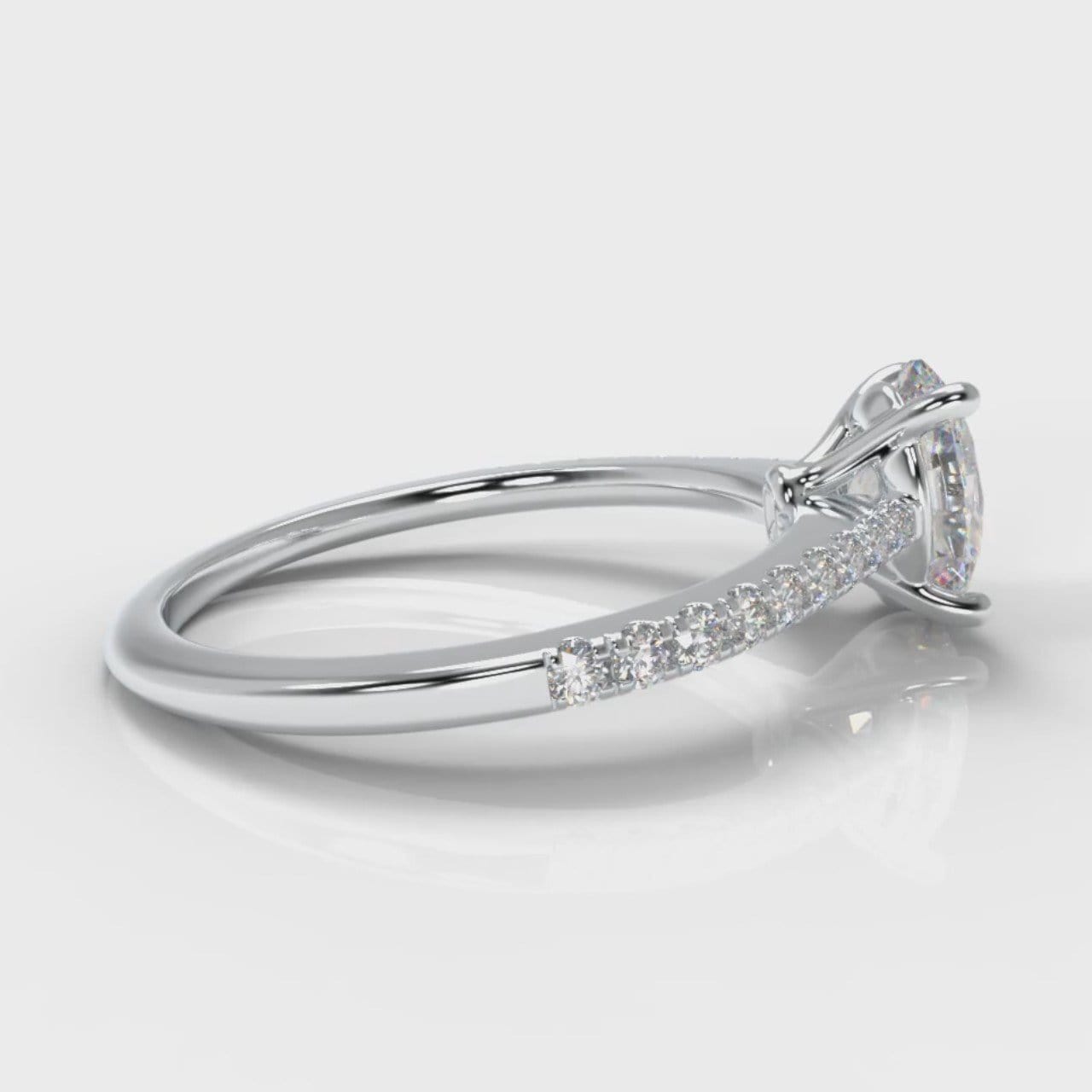 Petite Micropavé Oval Diamond Engagement Ring