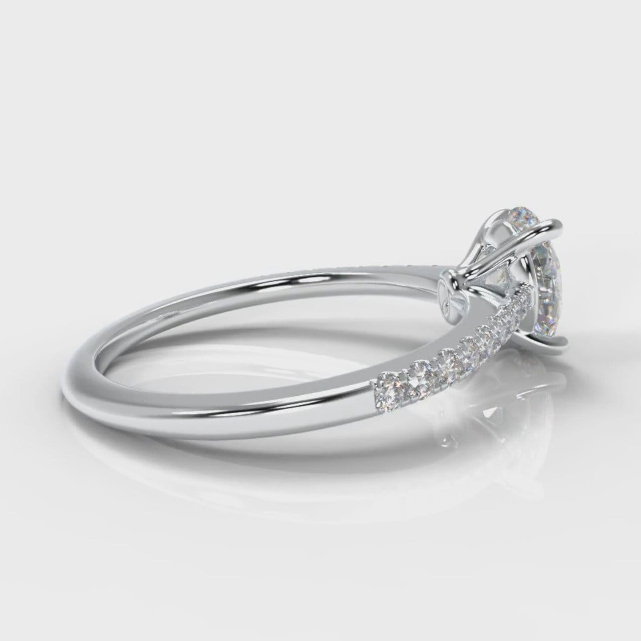 Petite Micropavé Oval Diamond Engagement Ring