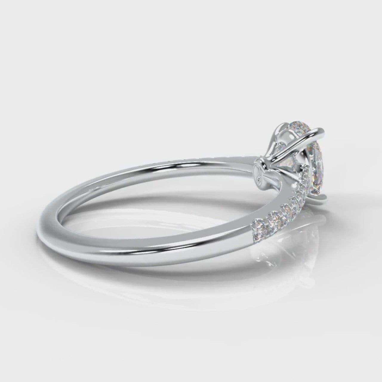 Petite Micropavé Oval Diamond Engagement Ring