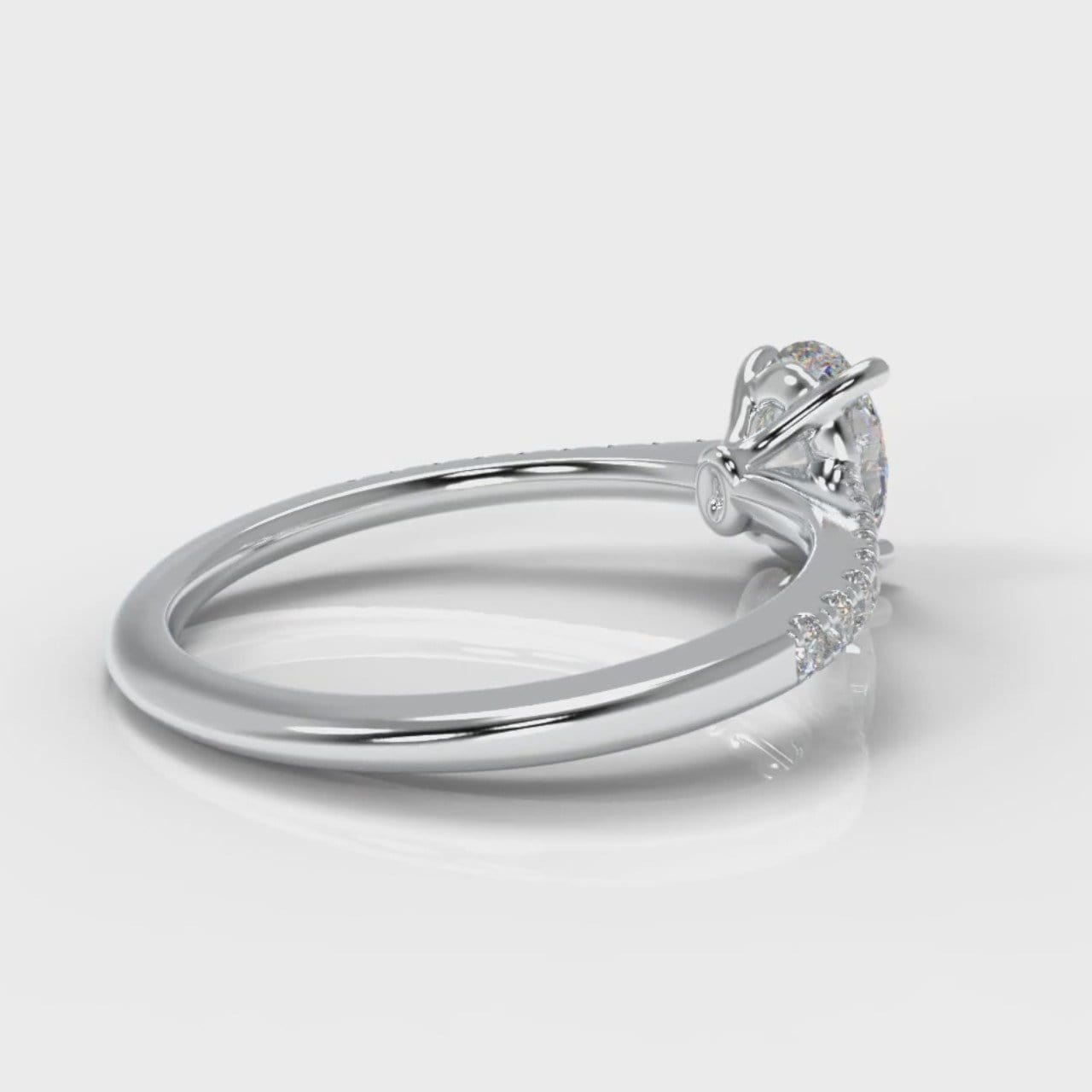 Petite Micropavé Oval Diamond Engagement Ring