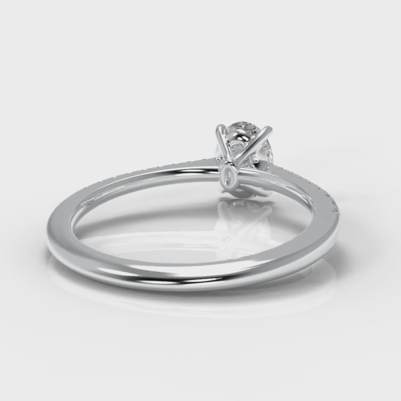 Petite Micropavé Oval Diamond Engagement Ring