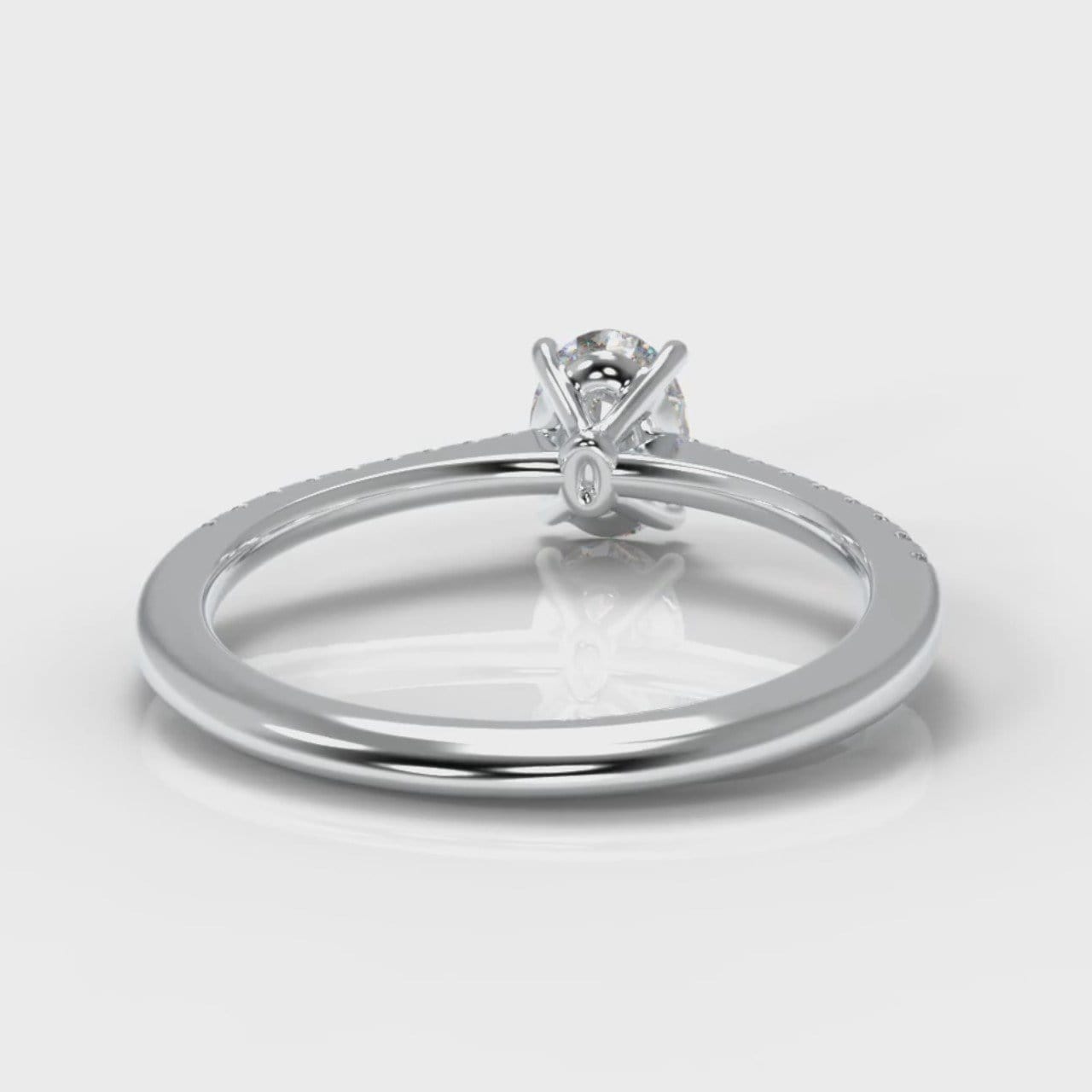Petite Micropavé Oval Diamond Engagement Ring