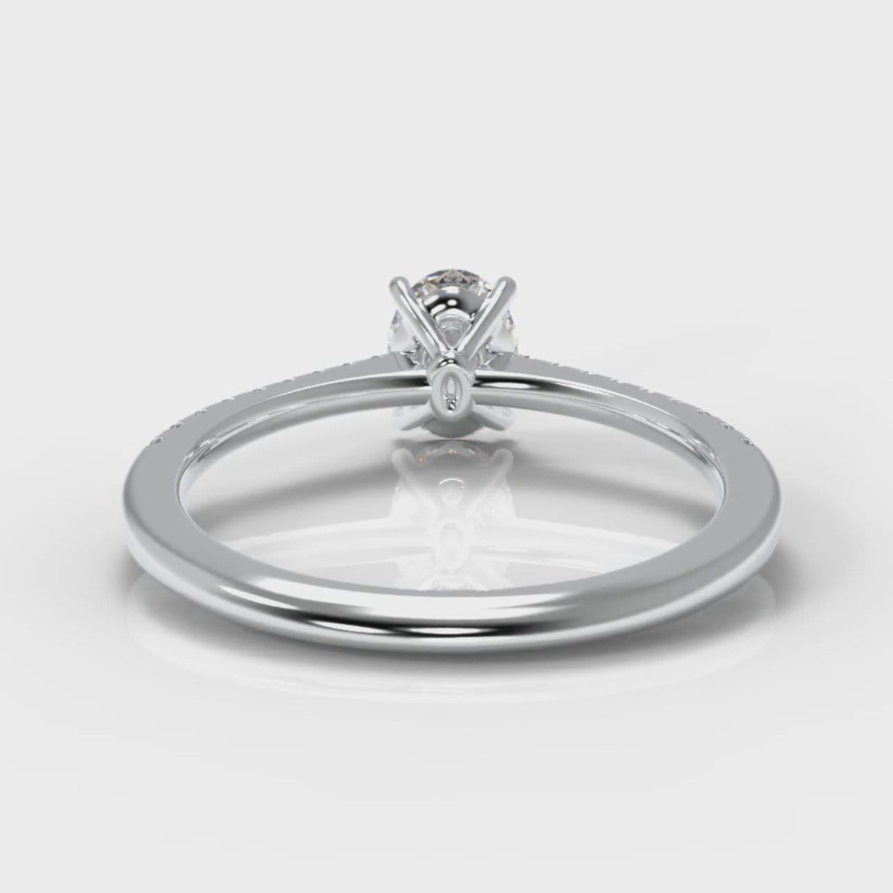 Petite Micropavé Oval Diamond Engagement Ring