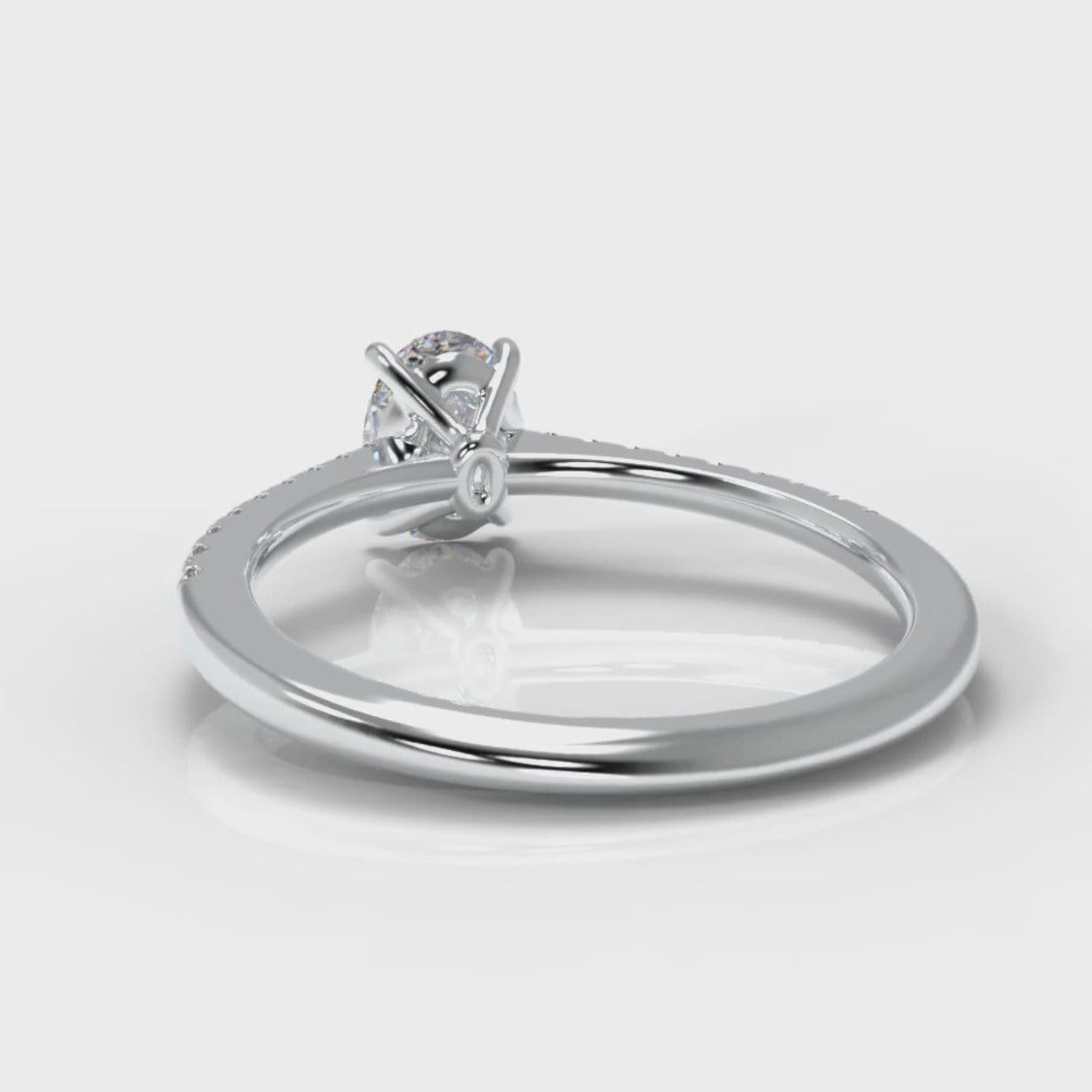 Petite Micropavé Oval Diamond Engagement Ring