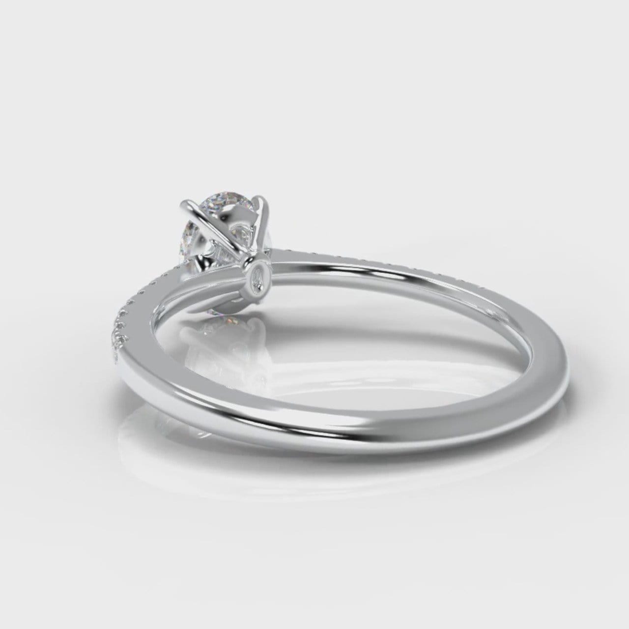 Petite Micropavé Oval Diamond Engagement Ring