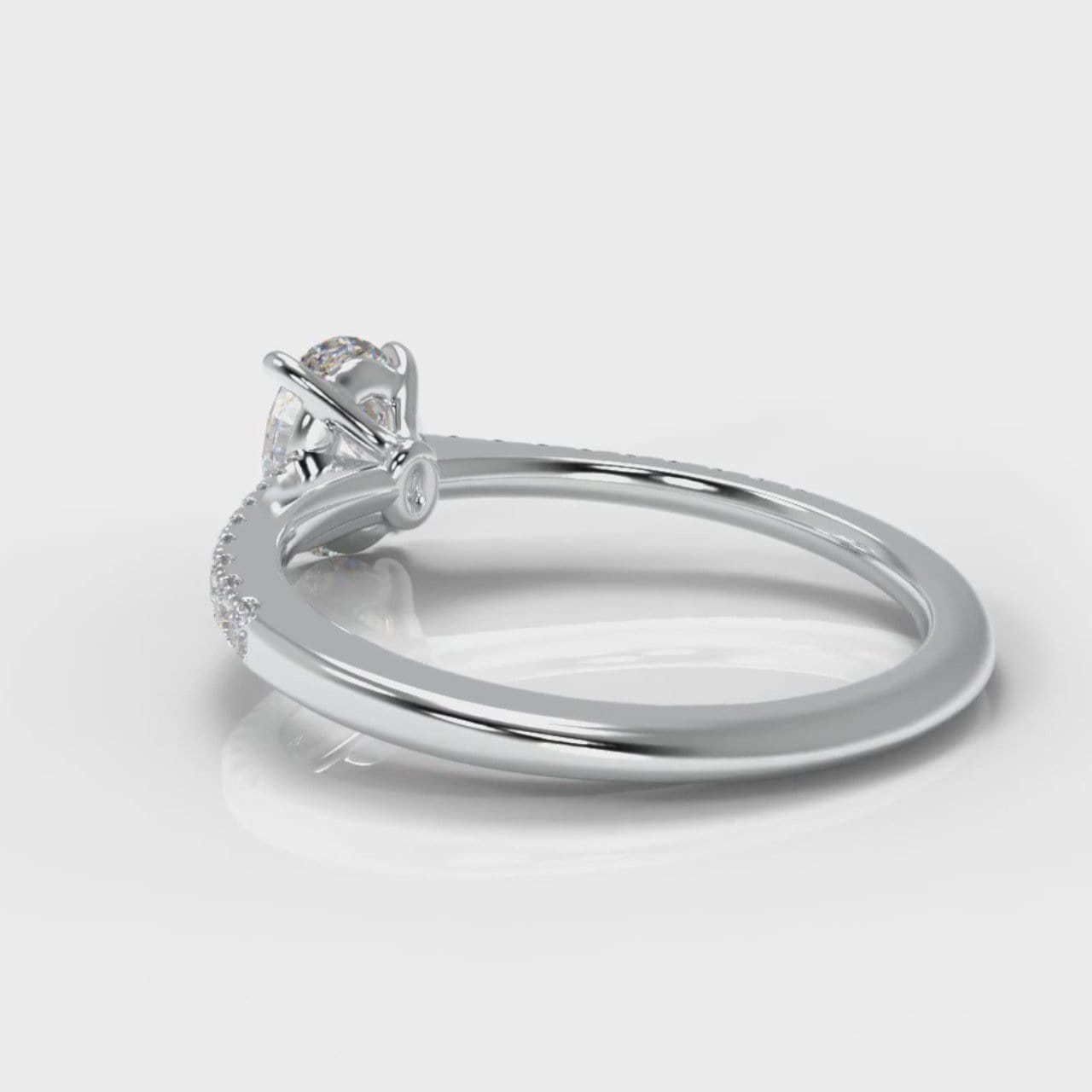Petite Micropavé Oval Diamond Engagement Ring