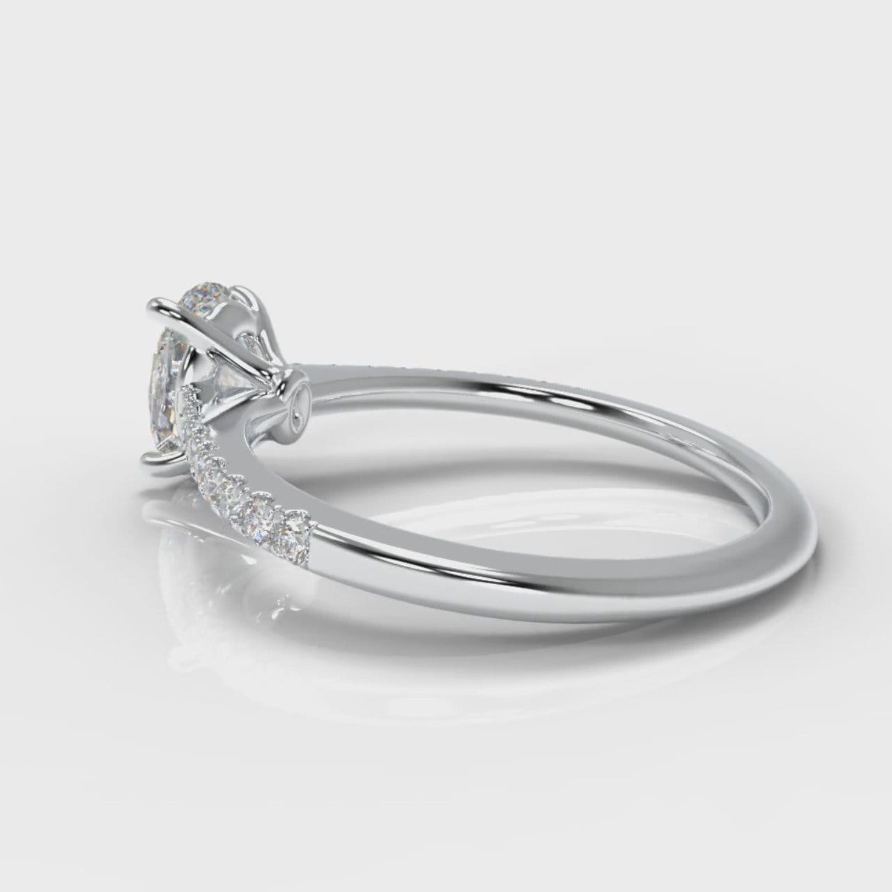 Petite Micropavé Oval Diamond Engagement Ring