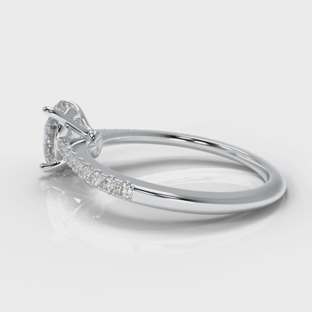 Petite Micropavé Oval Diamond Engagement Ring